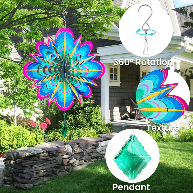 FONMY Wind Spinner Love 12 inches – 3D Stainless Steel – Laser Cut Metal Art Geometric Pattern - Hanging Wind Spinner, Kinetic Yard Art Decorations - Indoor/Outdoor Décor FONMY Wind Spinner Love 12 inches – 3D Stainless Steel – Laser Cut Metal Art Geometric Pattern - Hanging Wind Spinner, Kinetic Yard Art Decorations - Indoor/Outdoor Décor