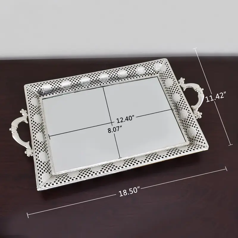 silver perfume tray for dresser SHYFOY Dresser Perfume Tray
