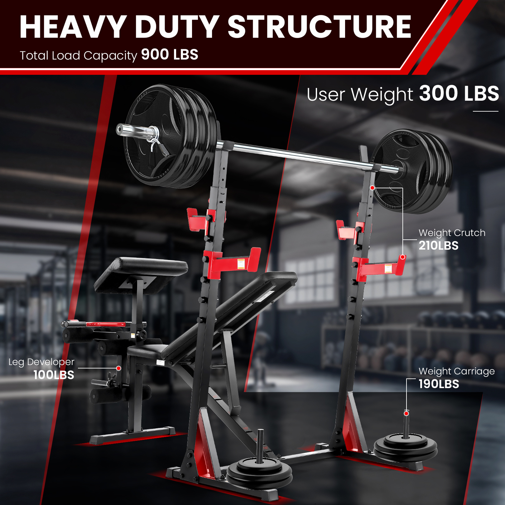 Rack 300 Lbs Weight Set Fitness Gear Pro Series Squat Rack/bench