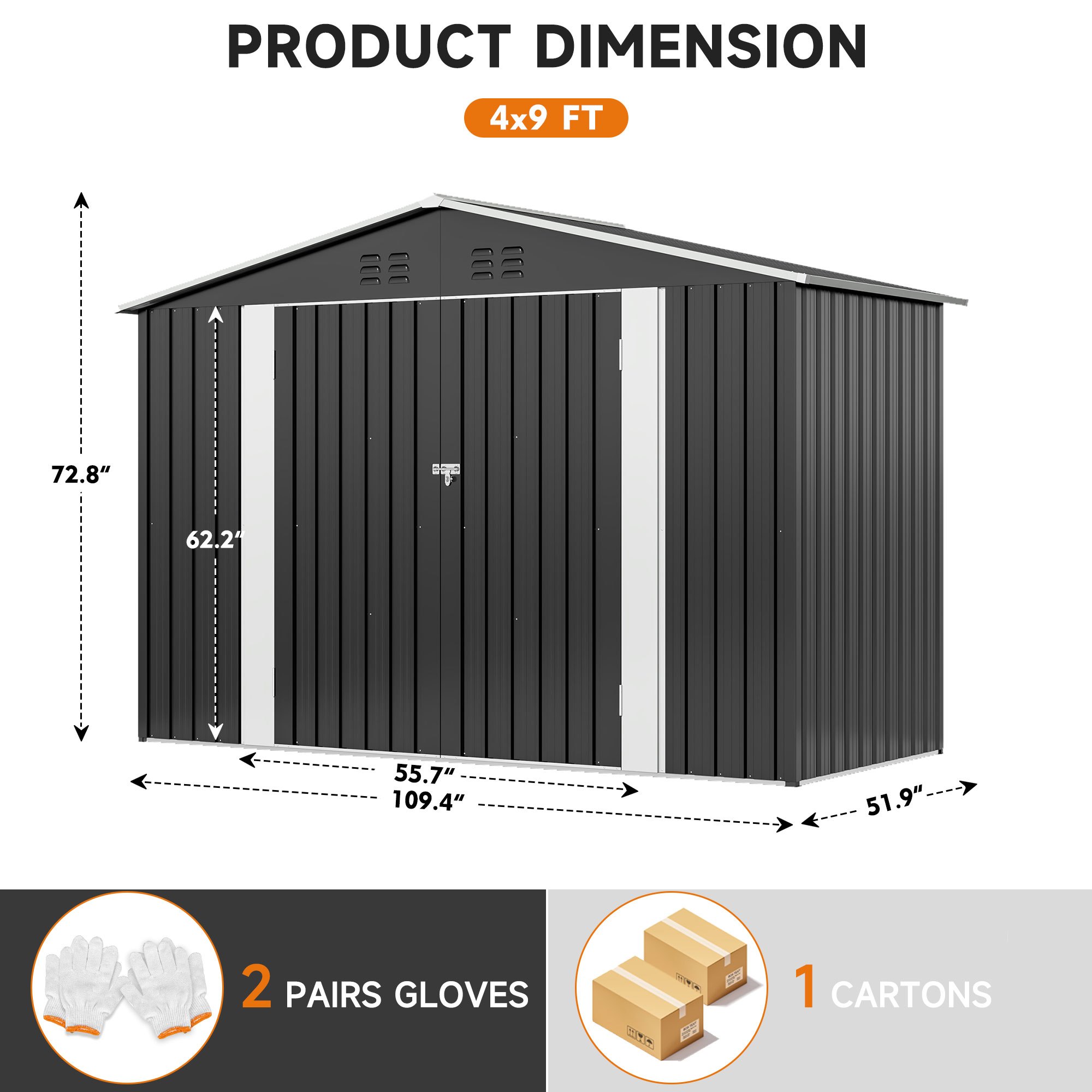 

Polar Aurora 8x12 Ft Outdoor Storage Shed, Garden Shed,metal Garden Shed With Updated Frame Structure, Tool Sheds For Backyard Garden Patio Lawn