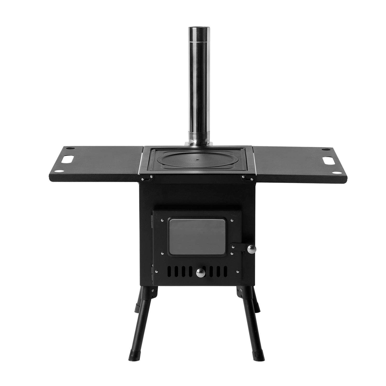 TEMU Camping Wood Stove, Outdoor Portable Tent Wood Burning Stove With Stainless Chimney Pipes, Tent Stove Jack & Gloves For Outdoor Camping Cooking And Heating (black)