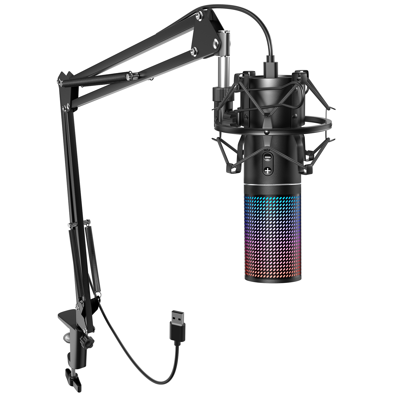 

Rgb , Usb Pc Microphone With Adjustable Boom Arm, Quick Mute Button For Streaming, Podcasting, Recording, Singing, Condenser Cardioid Microfono Kit For Ps4/5, Twitch Gamer Q9s