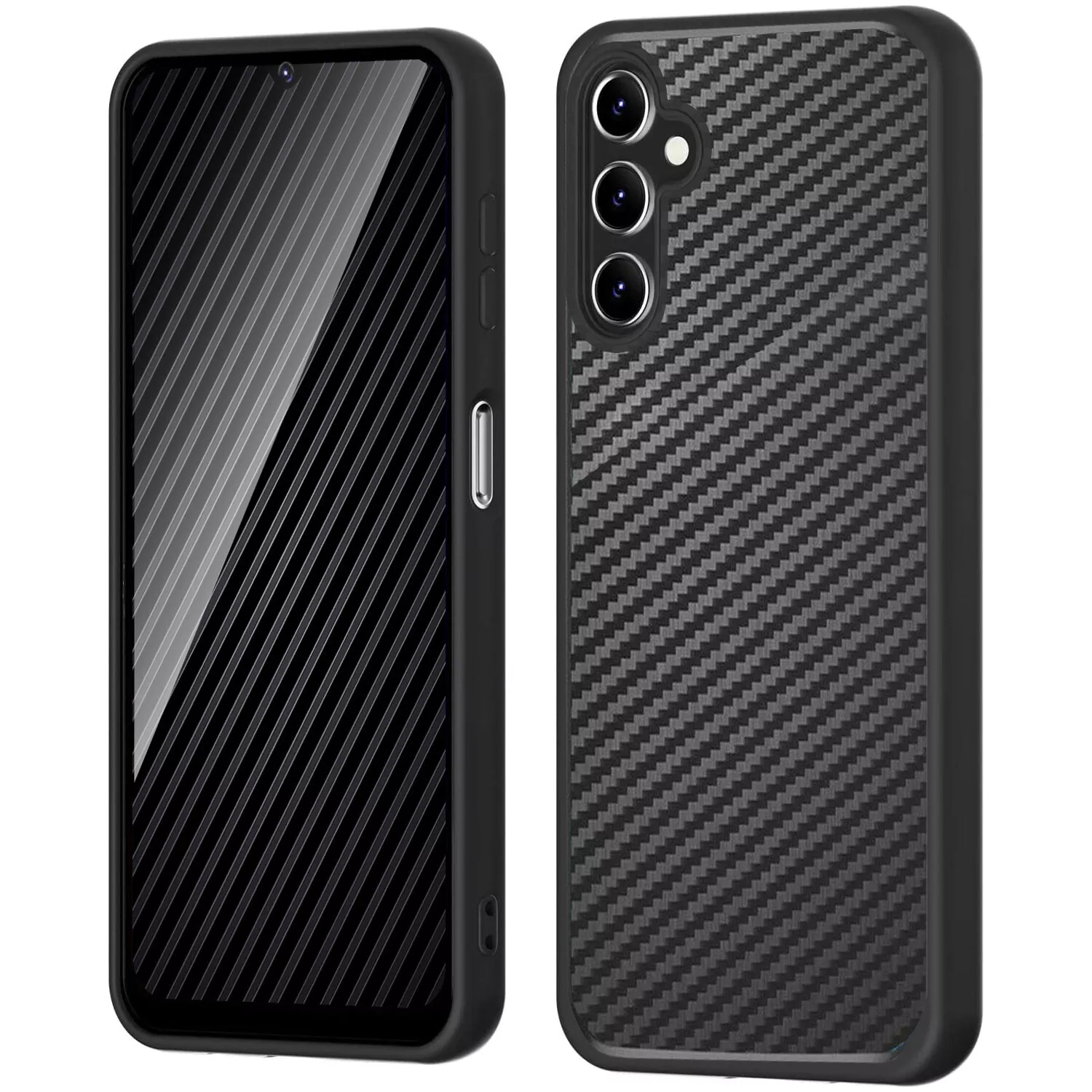 

A35 5g Phone Case, With Tempered Glass Screen Protector, Dual Layer Hybrid Shockproof Heavy Duty Cover For A35 5g (carbon Fiber Image)