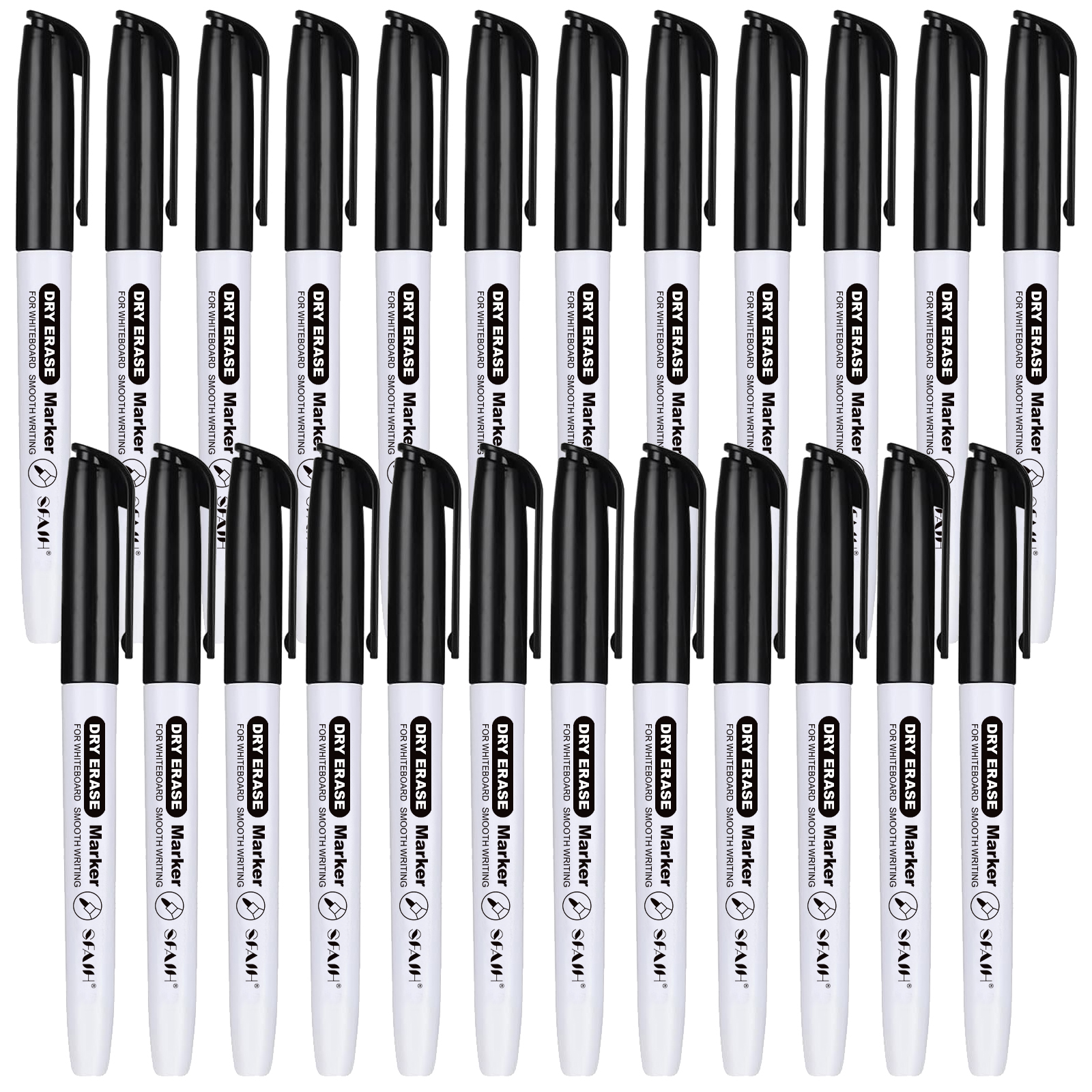 

24-pack Fine Tip Dry Erase Markers - Black/blue/green/red Whiteboard Erasable Markers - Ideal For Classroom, Office, And Home Use On Whiteboards - Non-toxic, Easy To Clean - School And Office Supplies