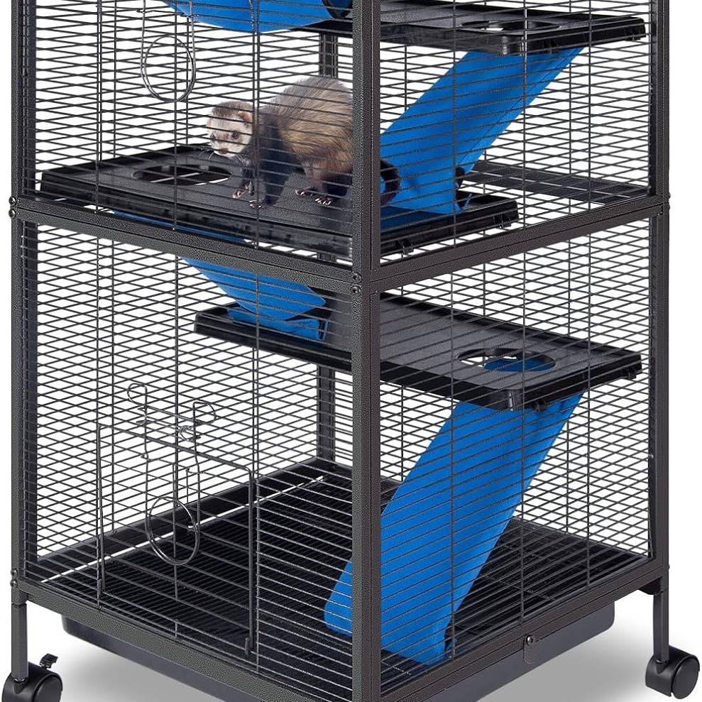 

5 Tier Steel Deluxe Small Animal Pet Cage Kit For Guinea Pig Ferret Little Rabbit With Wheels Brakes Hammock