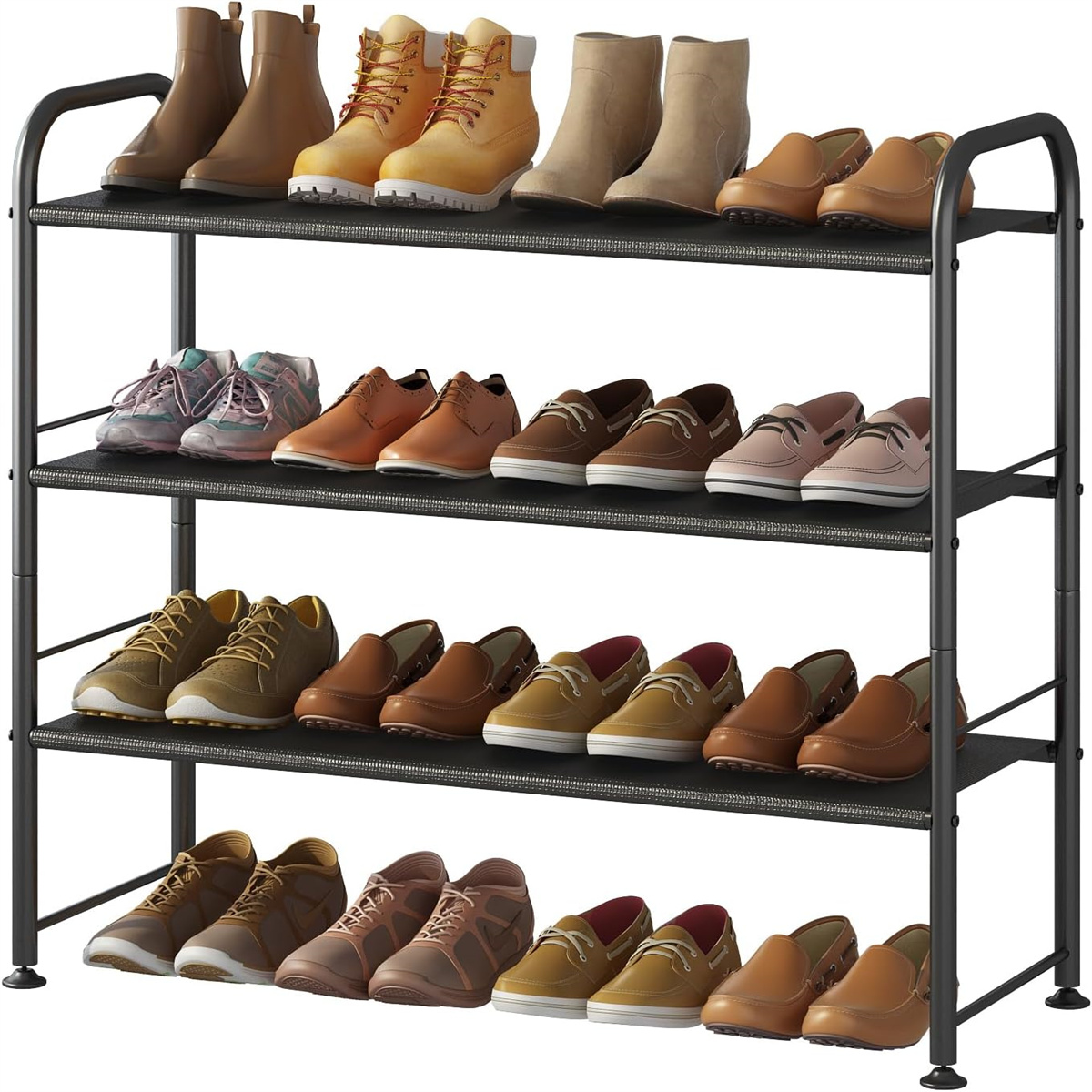 Shoe Rack - Shoe Storage Box, 3 Tier Shoe Rack, Sturdy Shoe Rack for Closet, Garage and Hallway, Stackable Shoe Rack for Entrance, Black/Grey/Brown