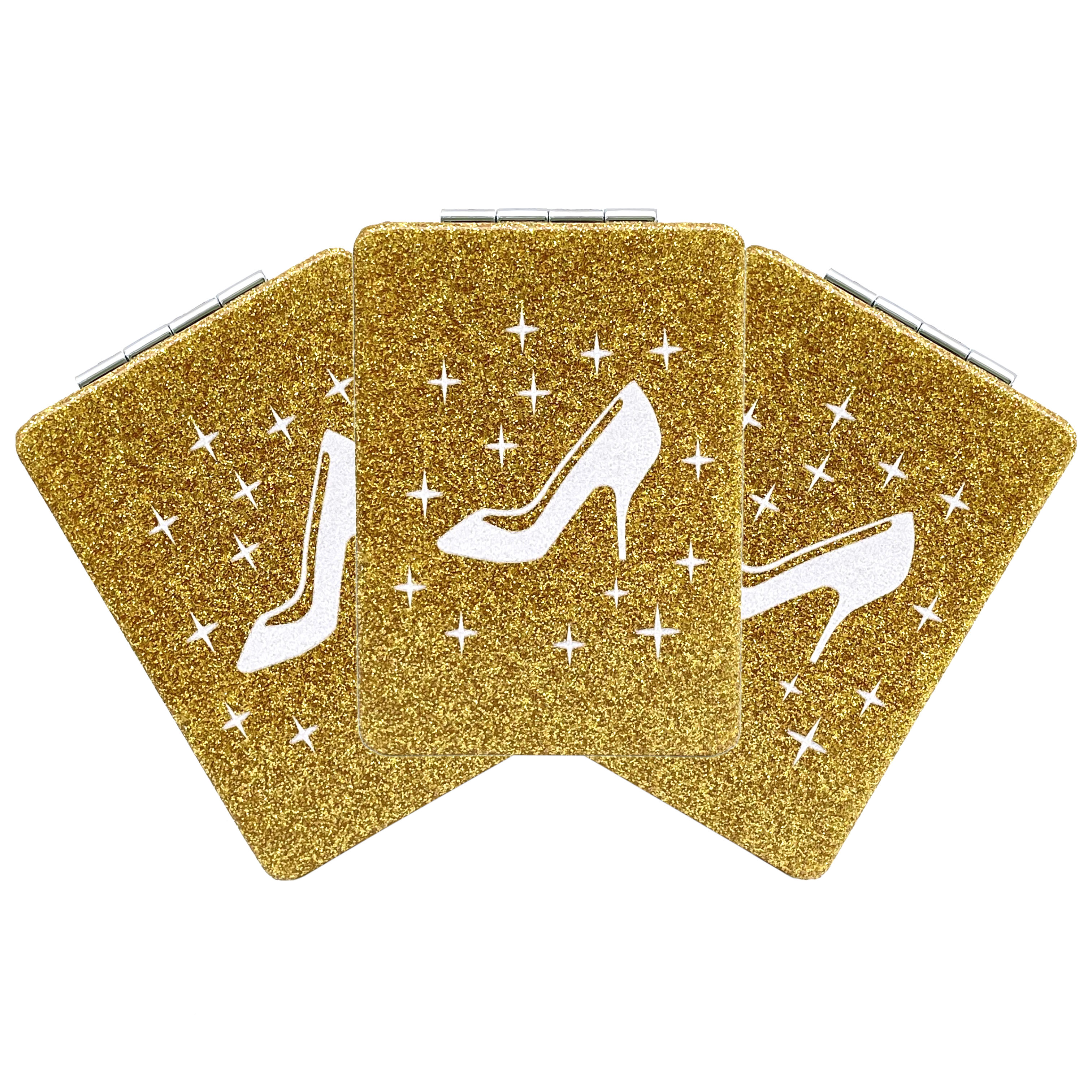 

12 Pcs Sweet 15 High Heel Gold Compact Mirror Square Glitter Pu Leather Makeup Mirror Recuerdos De Mis Aos Birthday Party Favors For Girl