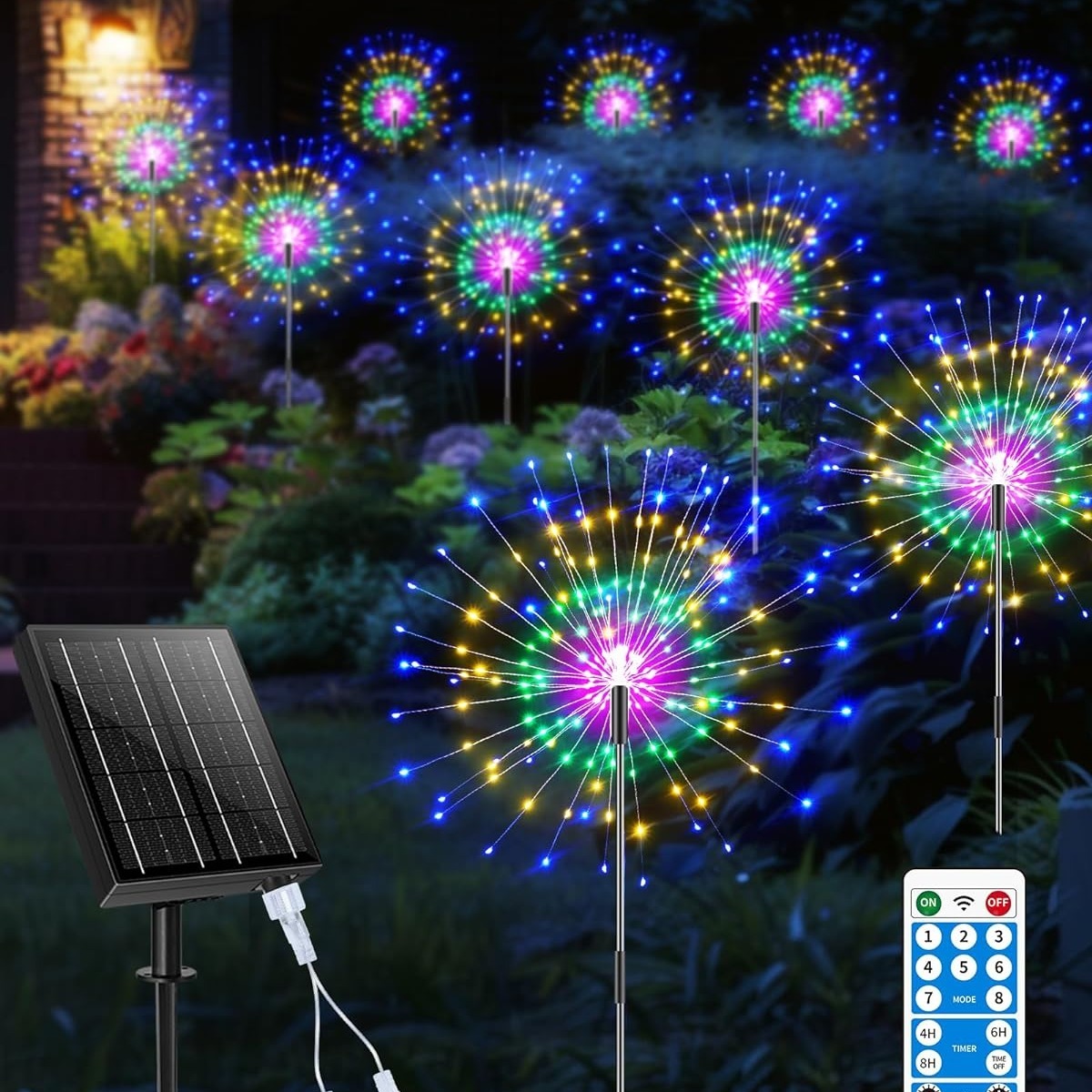 

Outdoor 10 Pack With 1500 Leds, Solar Firework Lights, 8 Modes Flexible Copper Wire Diy With Remote For Patio Walkway Pathway Yard Flowerbed Decor. ( 10 Pack)