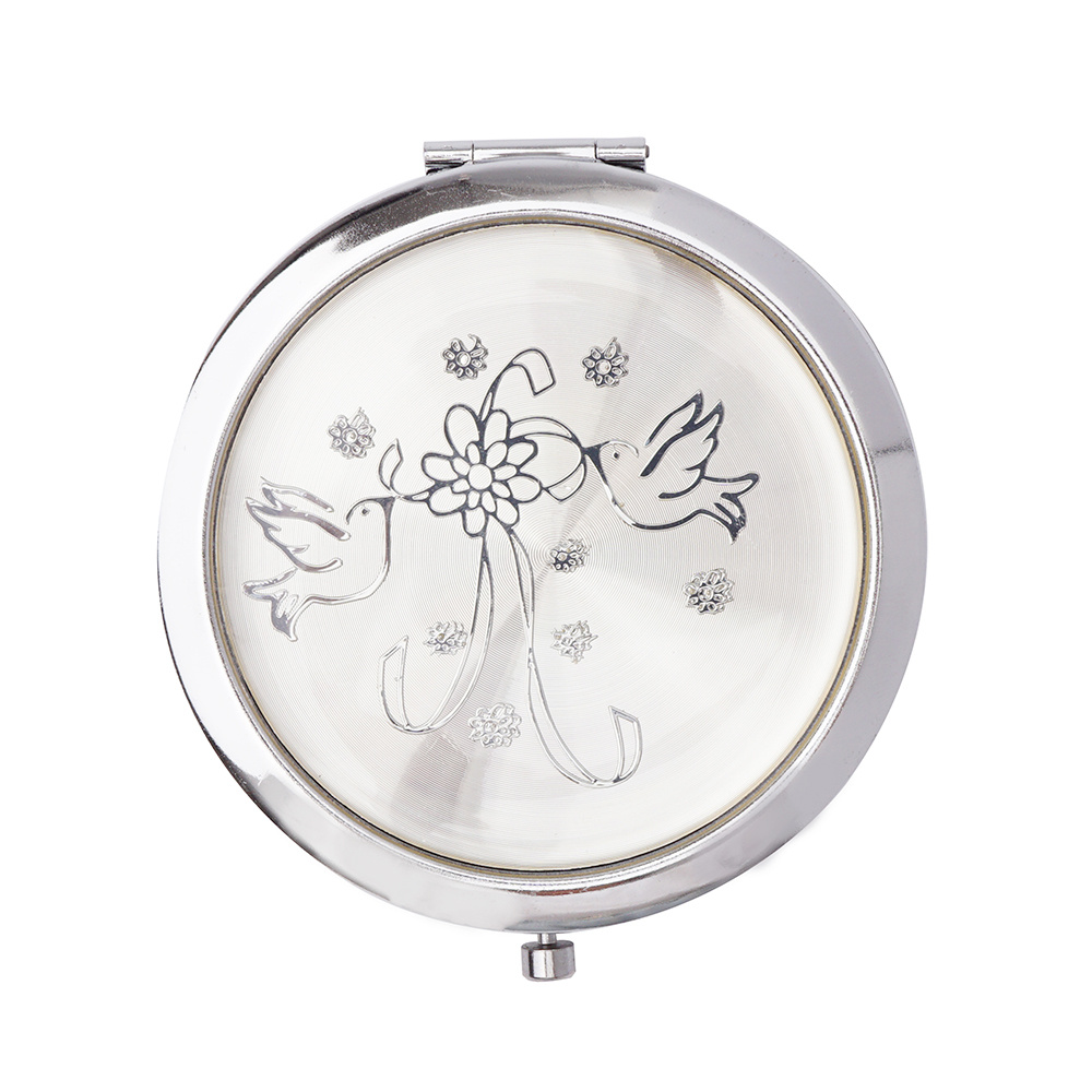 

12pcs Bridal Shower Bird Silver Compact Mirror Wedding Party Favor