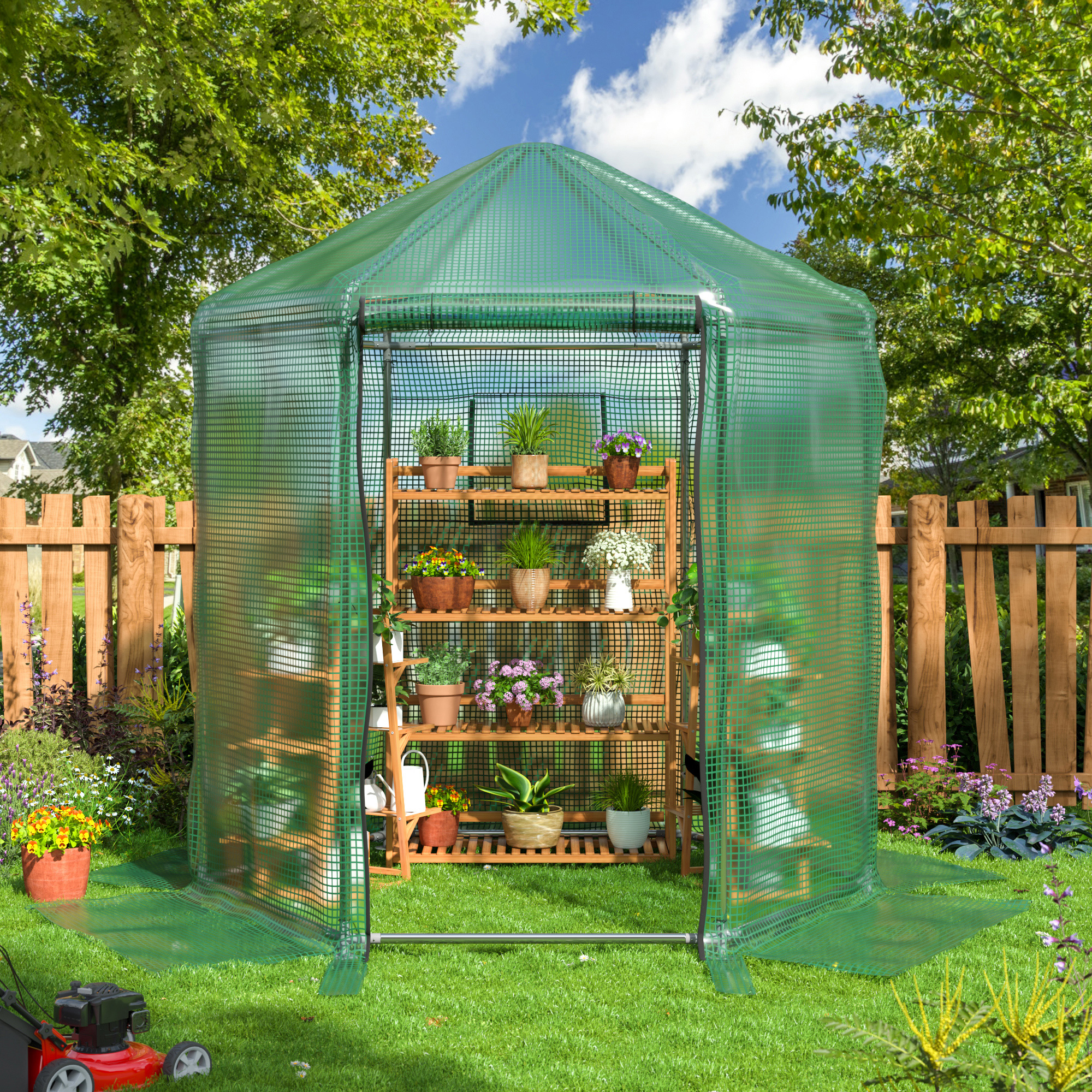 

Walk-in Greenhouse, Heavy-duty Metal Frame Greenhouse, 180g Double Layer Pe Cover, Indoor And Outdoor Green House Kit For Garden/patio/backyard/balcony, Small Size.