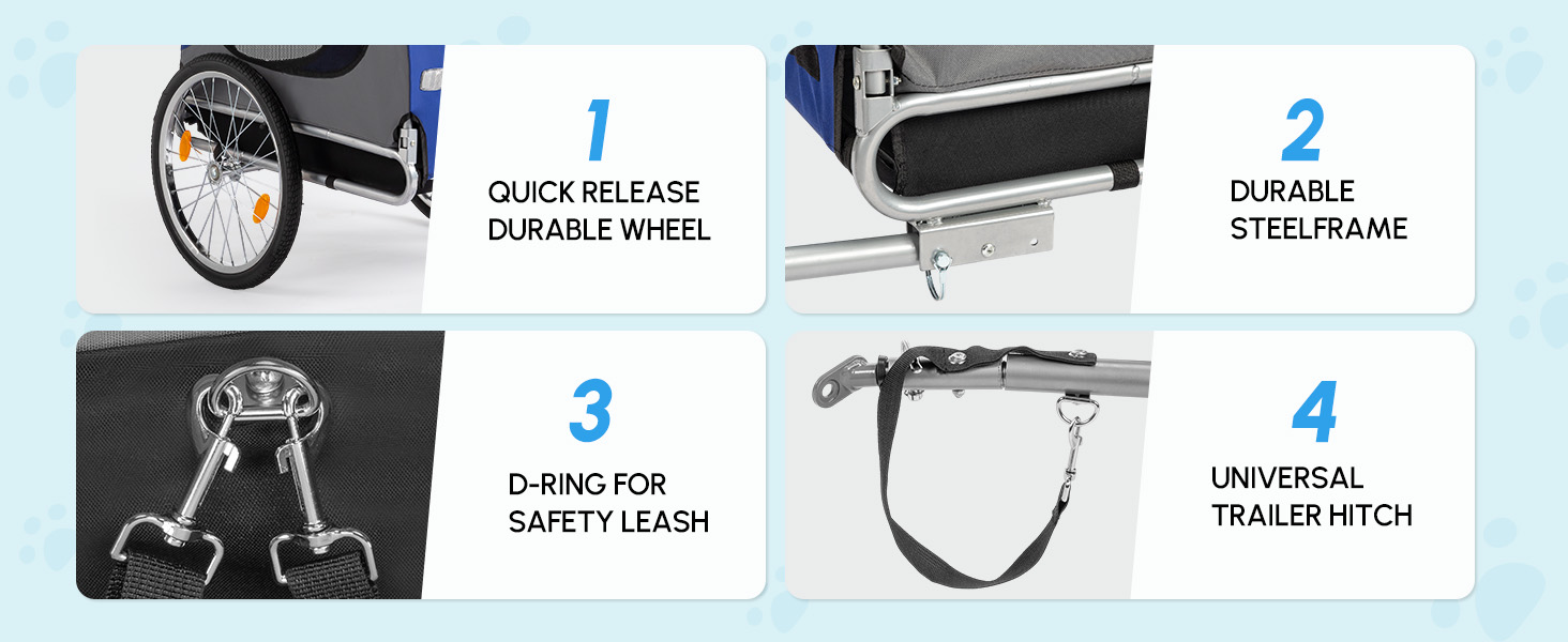 TUFFIOM Folding Dog Bike Trailer Image 6