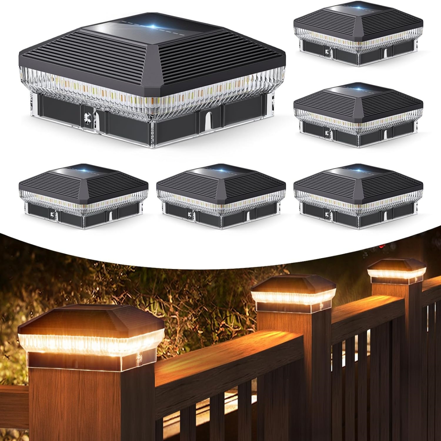 

6/12 Pack 4x4 Solar Post Lights Outdoor, 40 Leds 30 Fence Post Solar Lights Outdoor With 3 , Solar Powered Deck Fence Post Lights, Solar Post Cap Lights For Vinyl Wooden Post