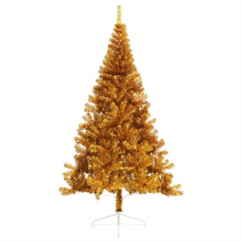 Artificial Half Christmas Tree With Stand Gold 7 Ft Pet Patio, Lawn