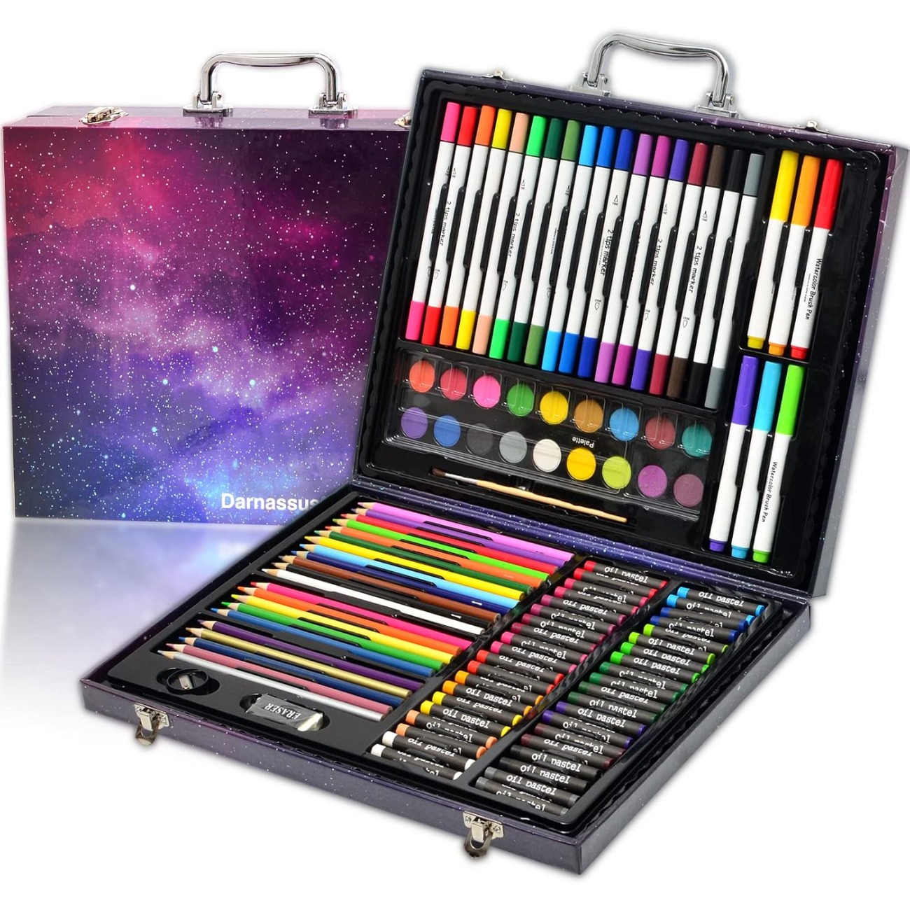 

132 Pcs Art Professional Coloring And Drawing Kit In Box, Gift For Christmas And Festival Art Crafting