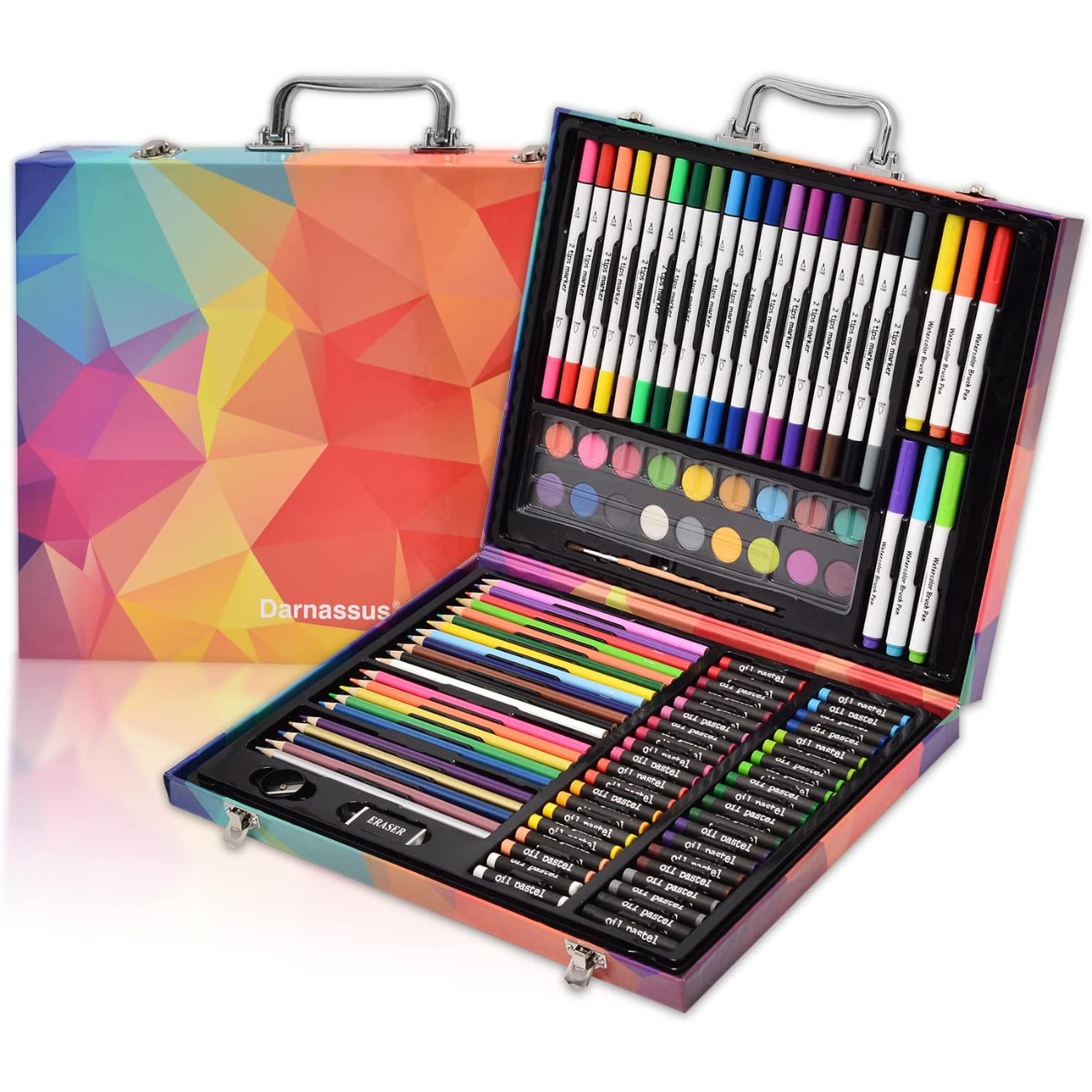 

132 Pcs Art Professional Coloring And Drawing Kit In Gift Box, Gift For Christmas And Festival Art Crafting