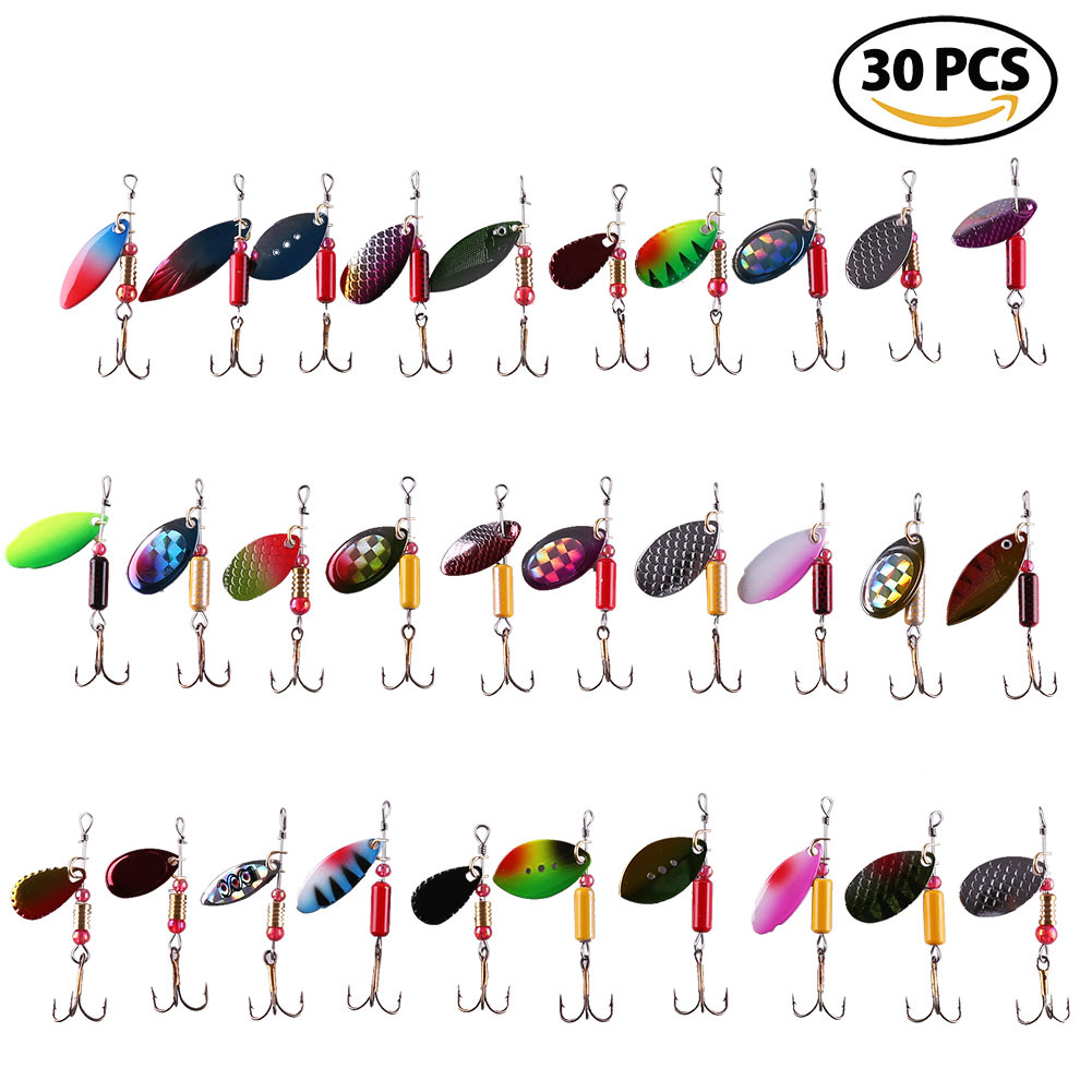 

Lotfancy Fishing Lures Kit, 30 Hard Metal Lure Baits Spinner Baits Set