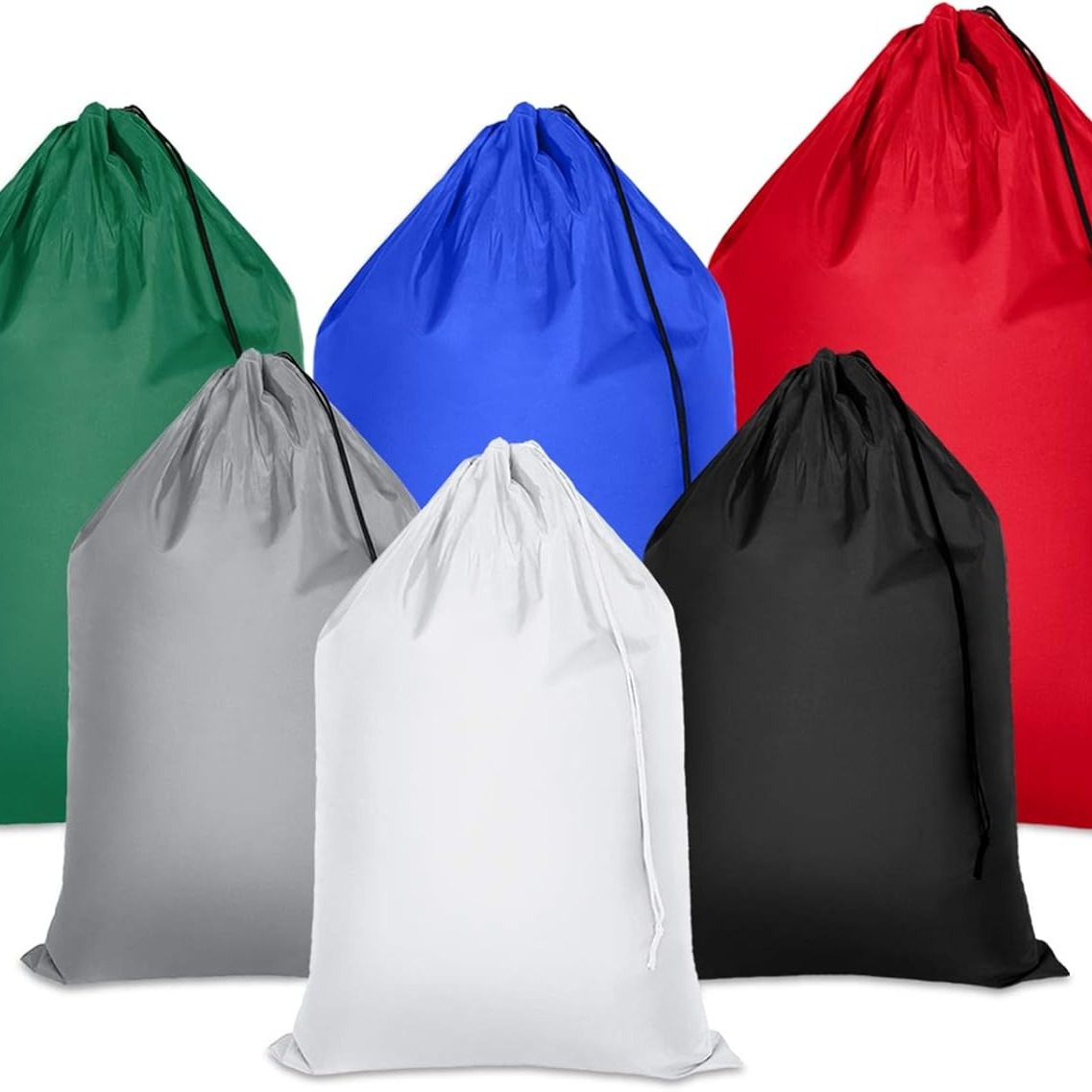 

Large 30 X 40 Inch Heavy Duty Nylon Laundry Bag With Drawstring Closure, Set Of !!! Assorted Colors And Design