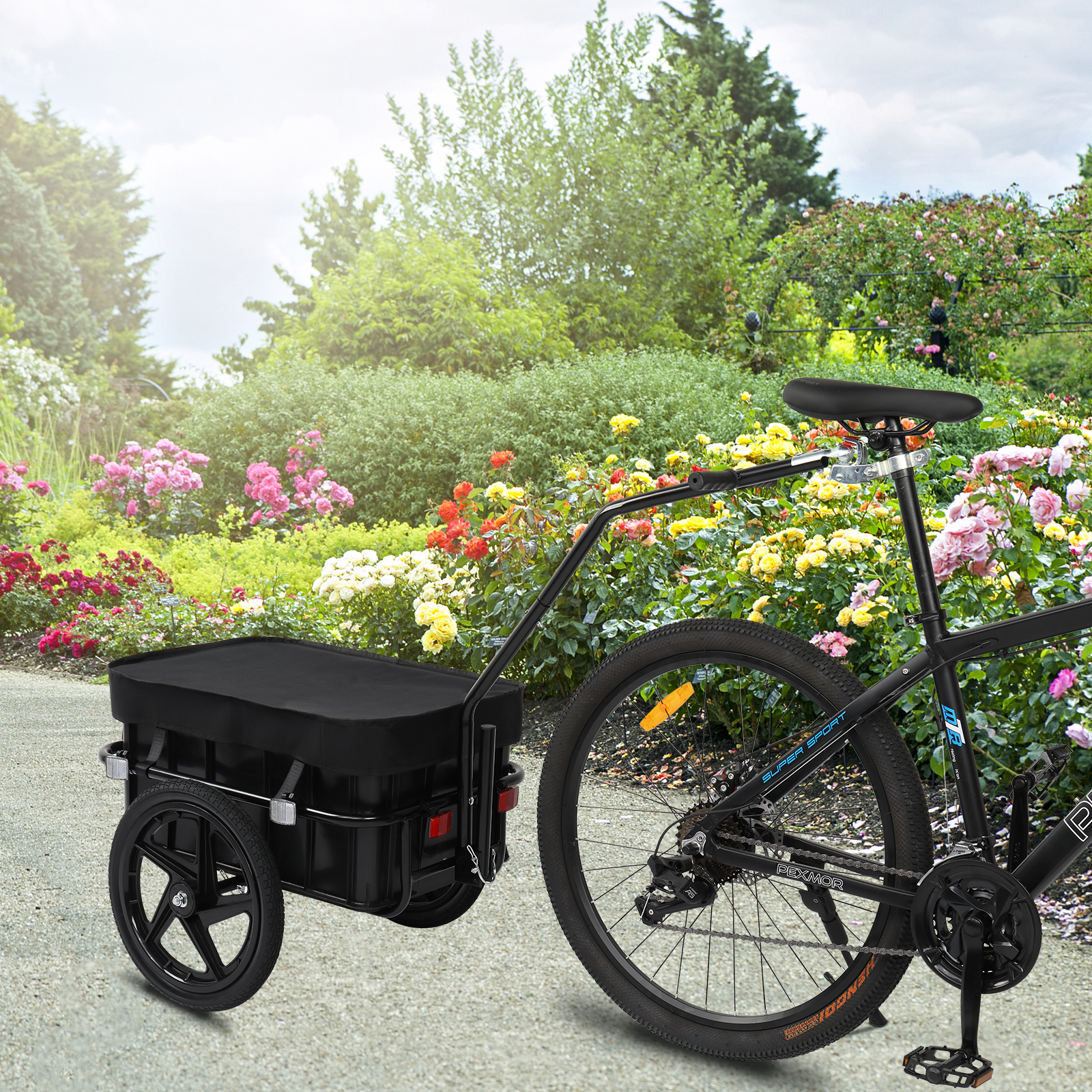 

Bike Cargo Trailer With Removable Box & Waterproof Cover, Bicycle Wagon Trailer With 16" Wheels & Quick Release Universal Coupler, Large Loading Bike Trailer Storage Cart