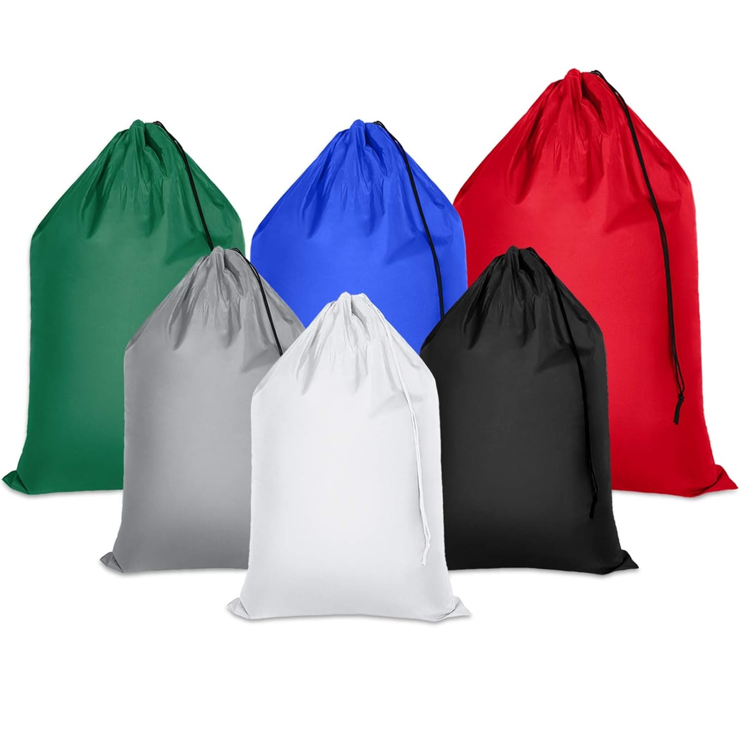 

Large 30 X 40 Inch Heavy Duty Nylon Laundry Bag With Drawstring Closure, Set Of Six!!! Assorted Colors And Design