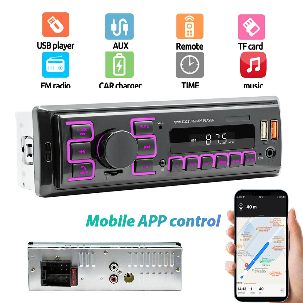 

1 Din Receiver Radio Mp3 Player Support Colorful Backlight Settings, U Disk/aux In/tf Card Play, Aux-in, Am/fm, No Cd Dvd Player