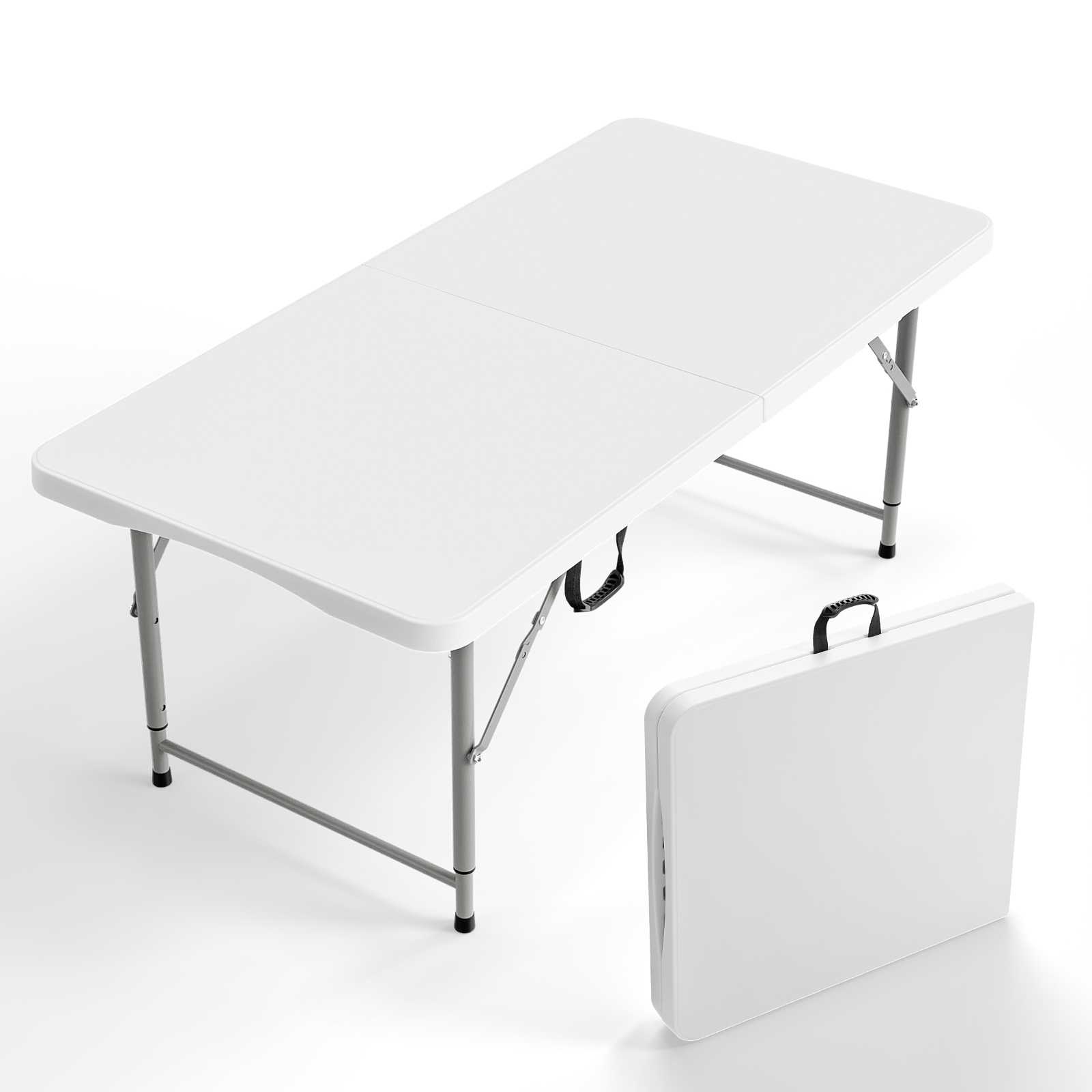 

Plastic Folding Table Portable Long Table For Indoor Outdoor Use Rectangular With Carrying Handle Smooth Hdpe Tabletop White/black/brown 4/6/8 Feet Folding Table