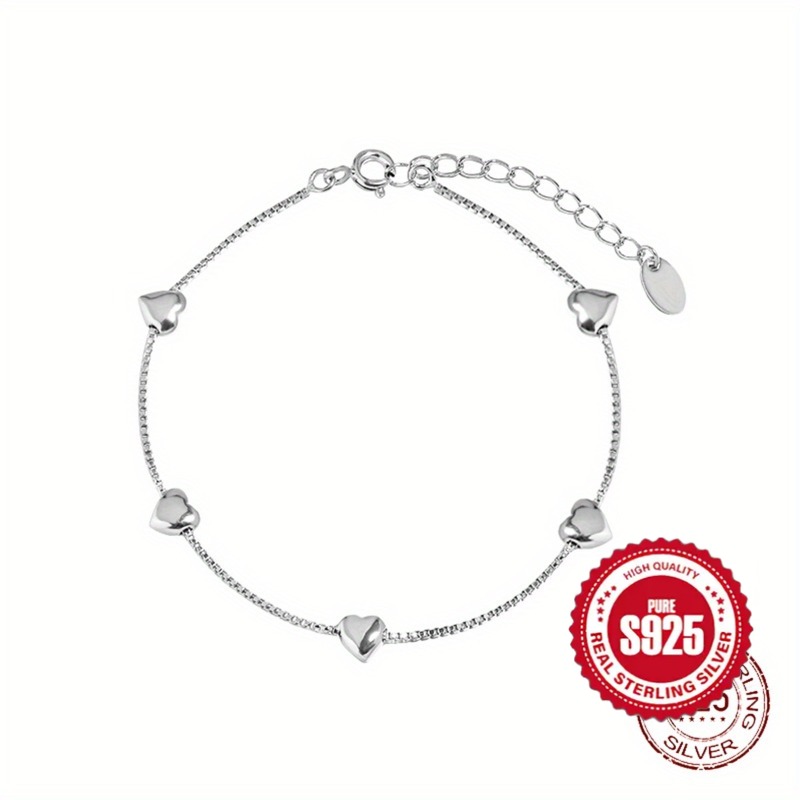 

The 925 Sterling Silver Creative Simple Smooth Heart Ankle Chain Is The Perfect Birthday Gift For Your Girlfriend/mother