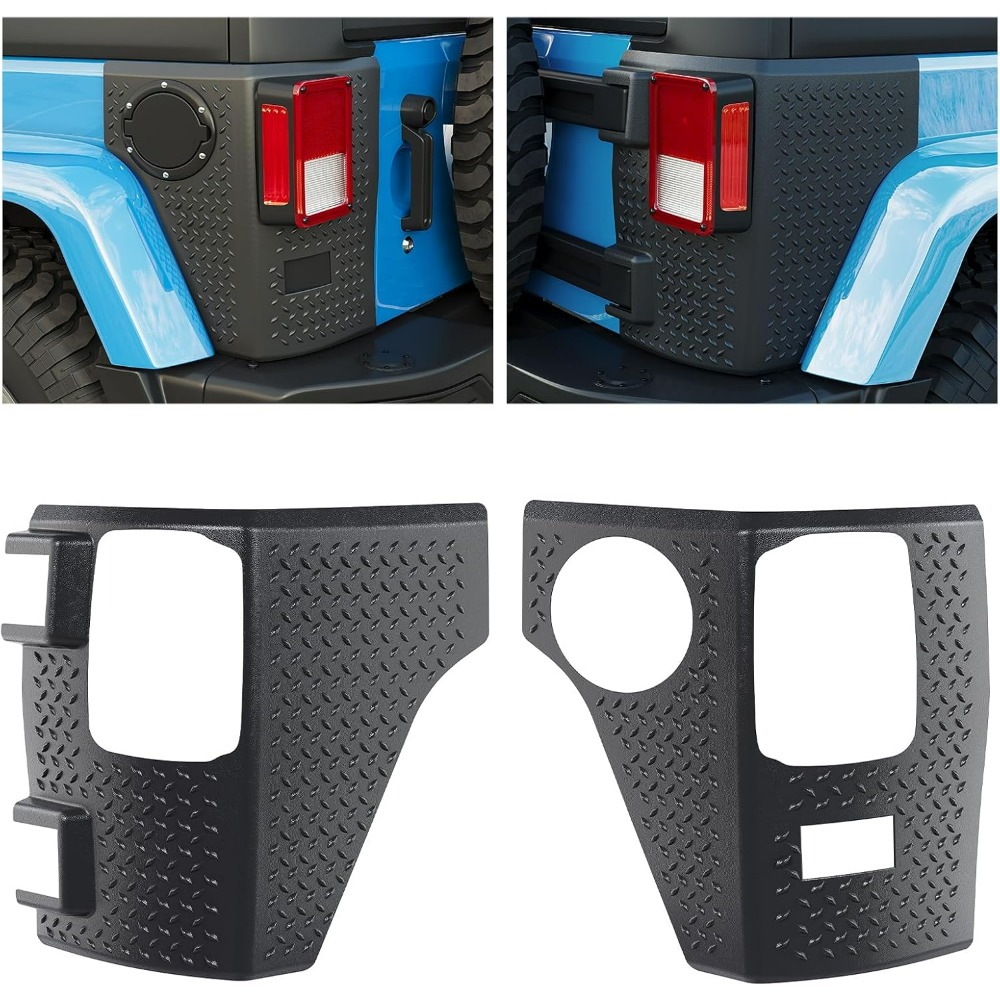 TEMU Rear Corner Guards Body Armor Compatible With 2007-2018 J-ee-p Wrangler Jk Jku Replacement For 11651.01 Tail Light Trim Covers Rear Textured Black Exterior Accessories 2pcs