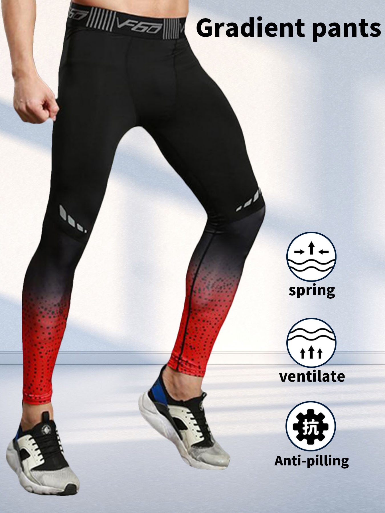 Shark Print Compression Leggings Men Quick drying Moisture Temu