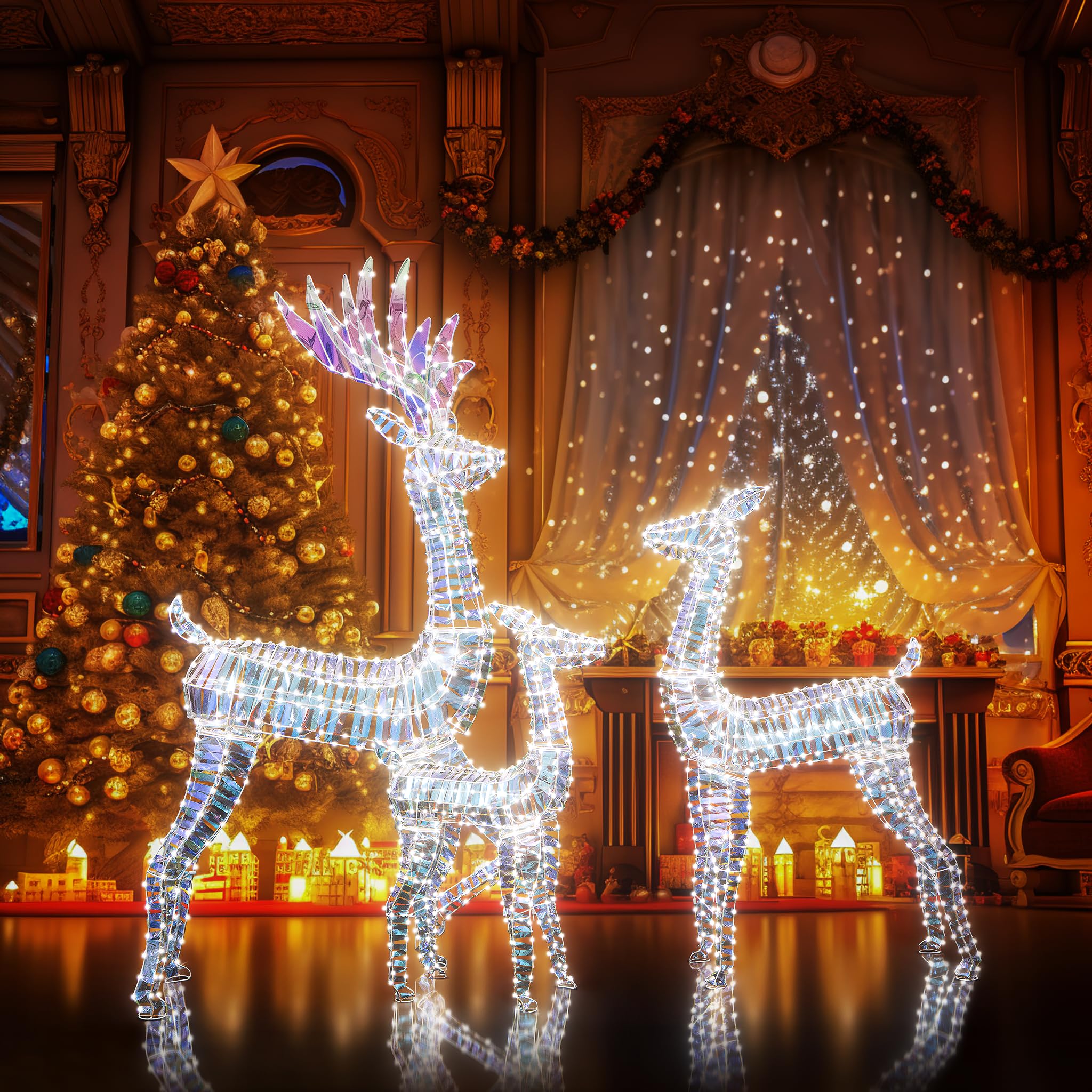 

3 Of Christmas Set, 50+80+ Led Lights, Up The Christmas, The For And Decoration Christmas Decorations Christmas Lights