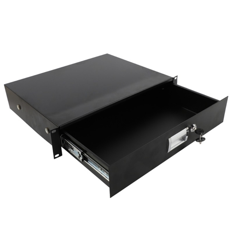 

19" 2u Steel Plate Dj Drawer Equipment Cabinet With Keys Black