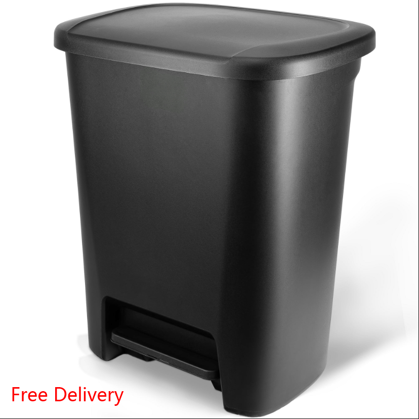 

New 20.4 Gallon Step-on Trash Can, Plastic Extra Large Kitchen Trash Can With Wide Opening For Large Items, Black