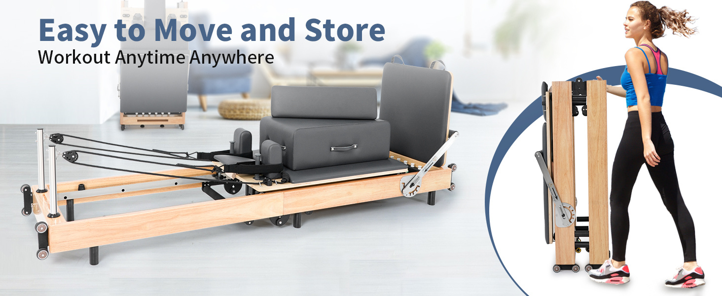 Machine Pilates Reformer Pliable - 5 En 1 | Entraînement Complet | Support Coude | Pour Maison/Salle