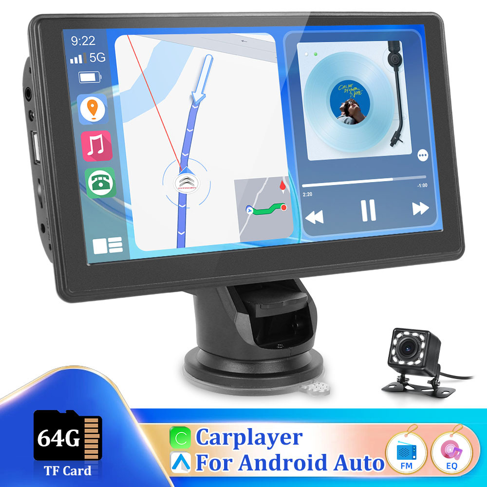 

Portable 7inch Car Stereo Wireless Carplayer & For Android Auto, Fm Gps Navigation Support Camera&64g Tf Card Optional