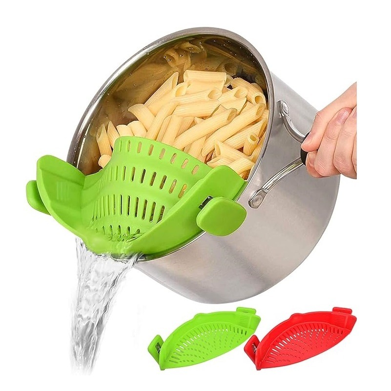 

Snap Strainer, 2 Pack Silicone Food Strainers Heat Resistant Clip On Strain Strainer Rice Colander Kitchen Gadgets Drainer Hands-free For Pasta, Spaghetti, Ground Beef, Universal Fit All Pots Bowls