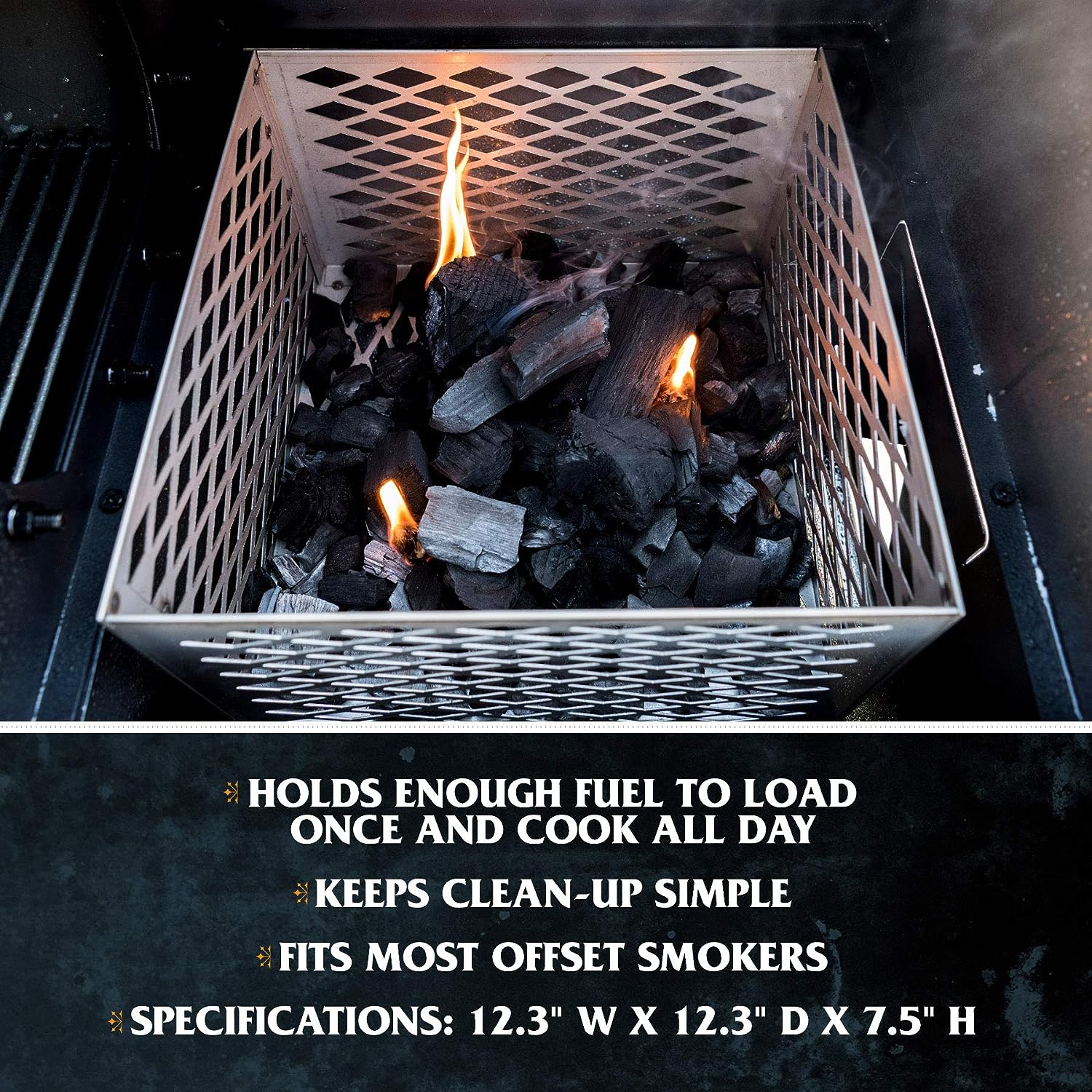 

Stainless Steel Charcoal Basket, Grill Accessories For Long And Smoking, 12" X 12" X 7.5 " Fire Basket (silver), For Halloween Christmas Party