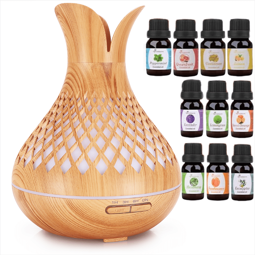 

Oil , 500ml Humidifier 10 Bottles Of Air Humidifier For , 7 Led Lights, Auto Shut-off , Wood Colour