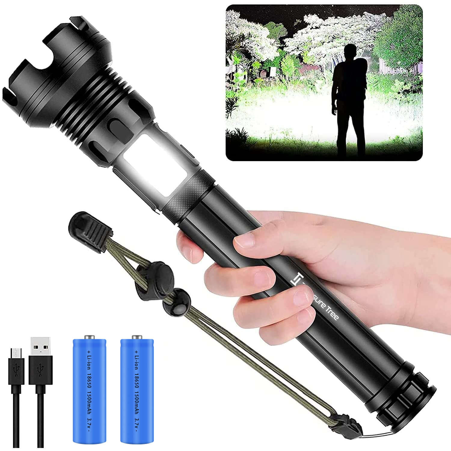 

Led 7 ,p90 Led Rechargeable Tactical Handheld Flashlight,usb Rechargeable,powerful Emergency Lights/fishing Garden Lighting Night Security Road Lighting Garage Lighting, Usb ,xhp90 & Cob Sidelight,