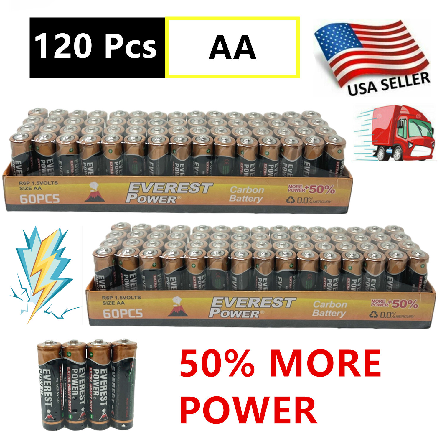 

120 Aa Batteries 1.5v. Lot, New, Fresh, For Home, Household Devices, Clocks, Lamps, Remotes, Toys