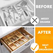 Bamboo Utensil Organizer Labels Flatware Cutlery Drawer - Temu