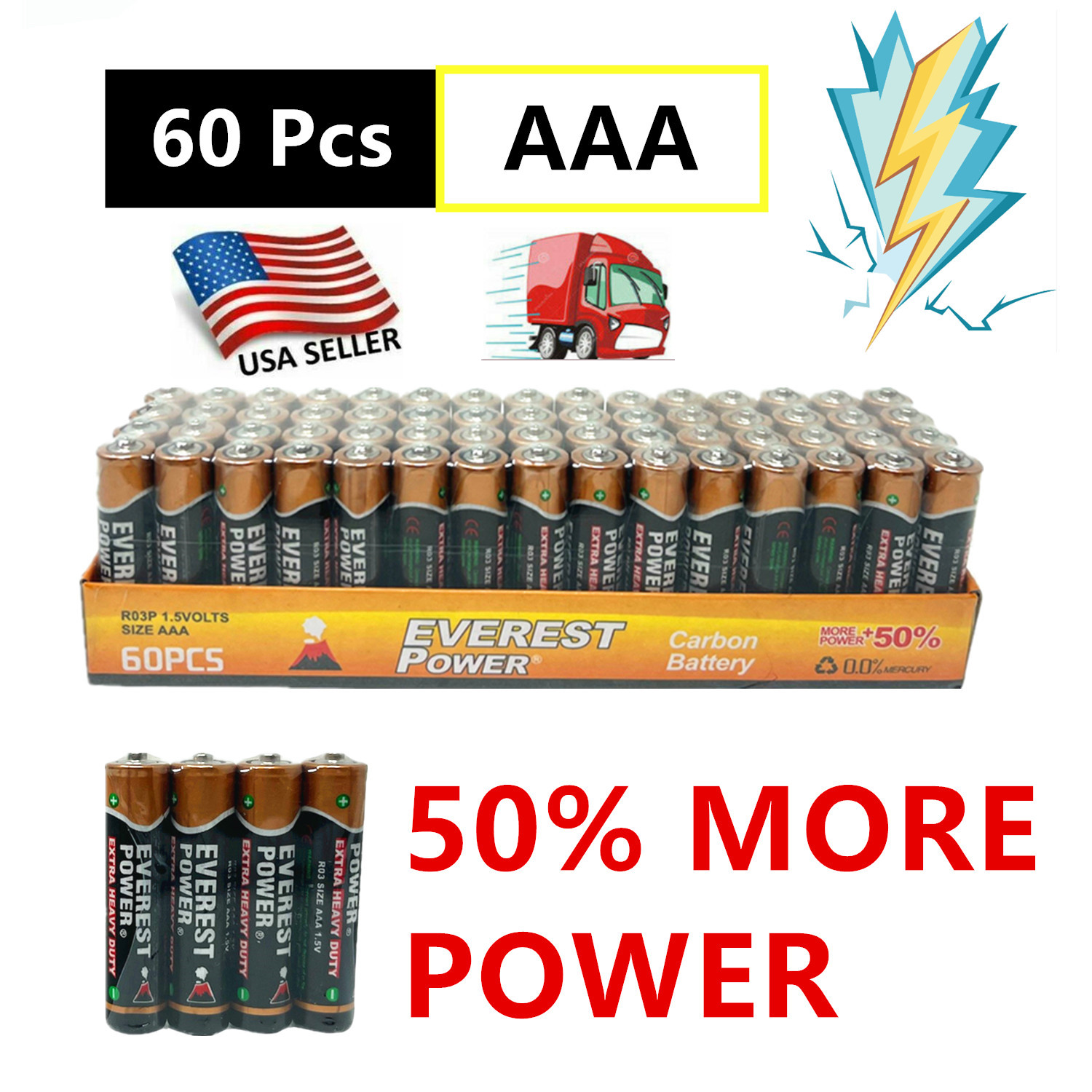 

60 Aaa Batteries 1.5v. Lot, New, Fresh, For Home, Household Devices, Clocks, Lamps, Remotes, Toys