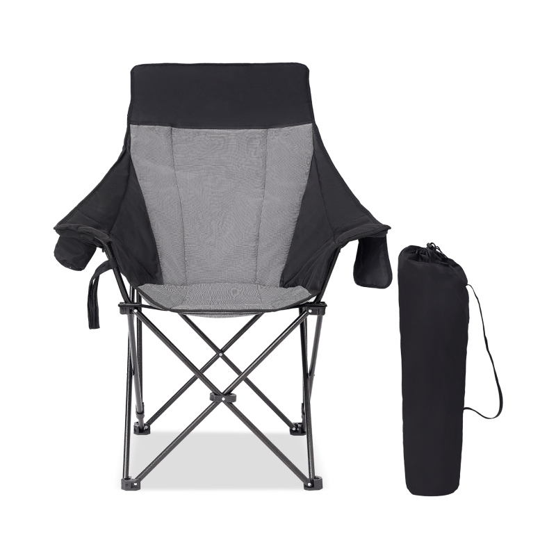 

High Back Padded Folding Chair With Storage Pocket And Cup Holder, Extra Tall With 300 Lbs Capacity, Comfortable Camping Chair, Outdoor And Indoor Use