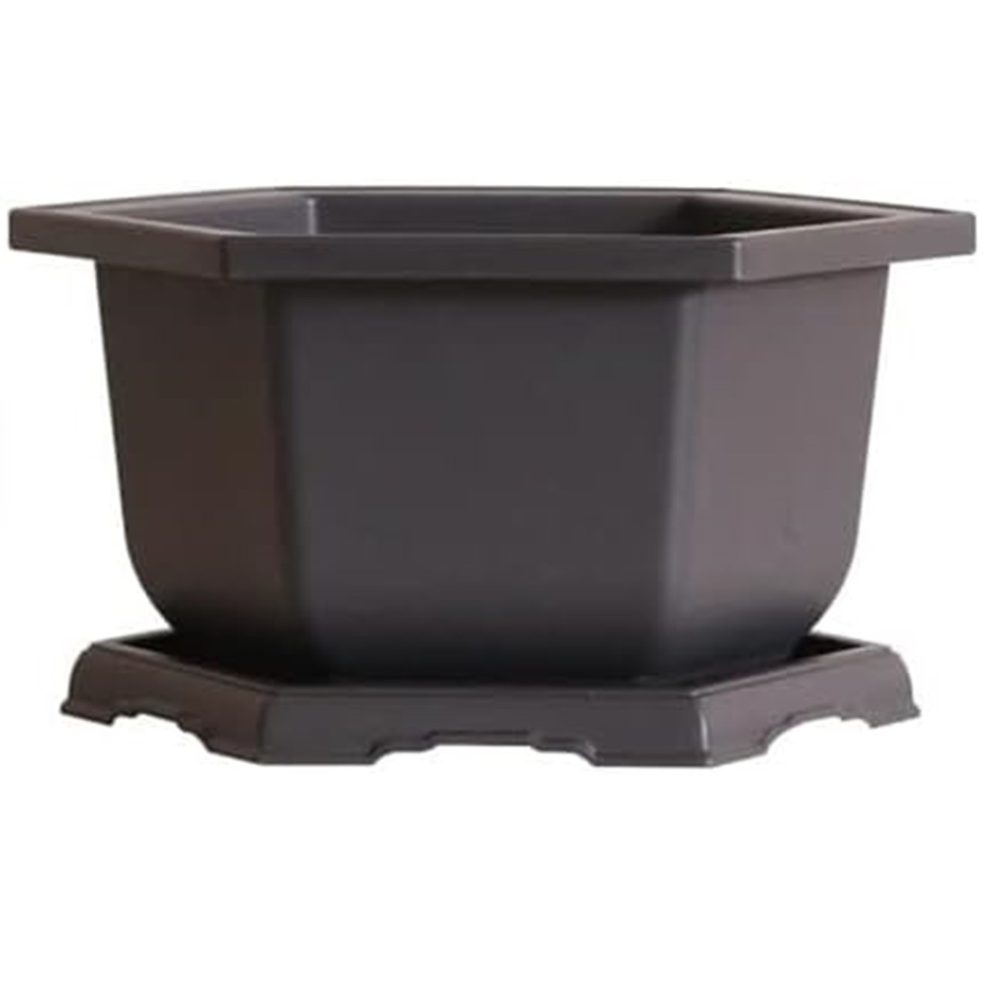 

Large Hexagonal Bonsai Display Pot And Drip Tray - 11 Inch Container With Tray - Great For Tree And Succulent And Indoor Plantsships From Iowa, Usa