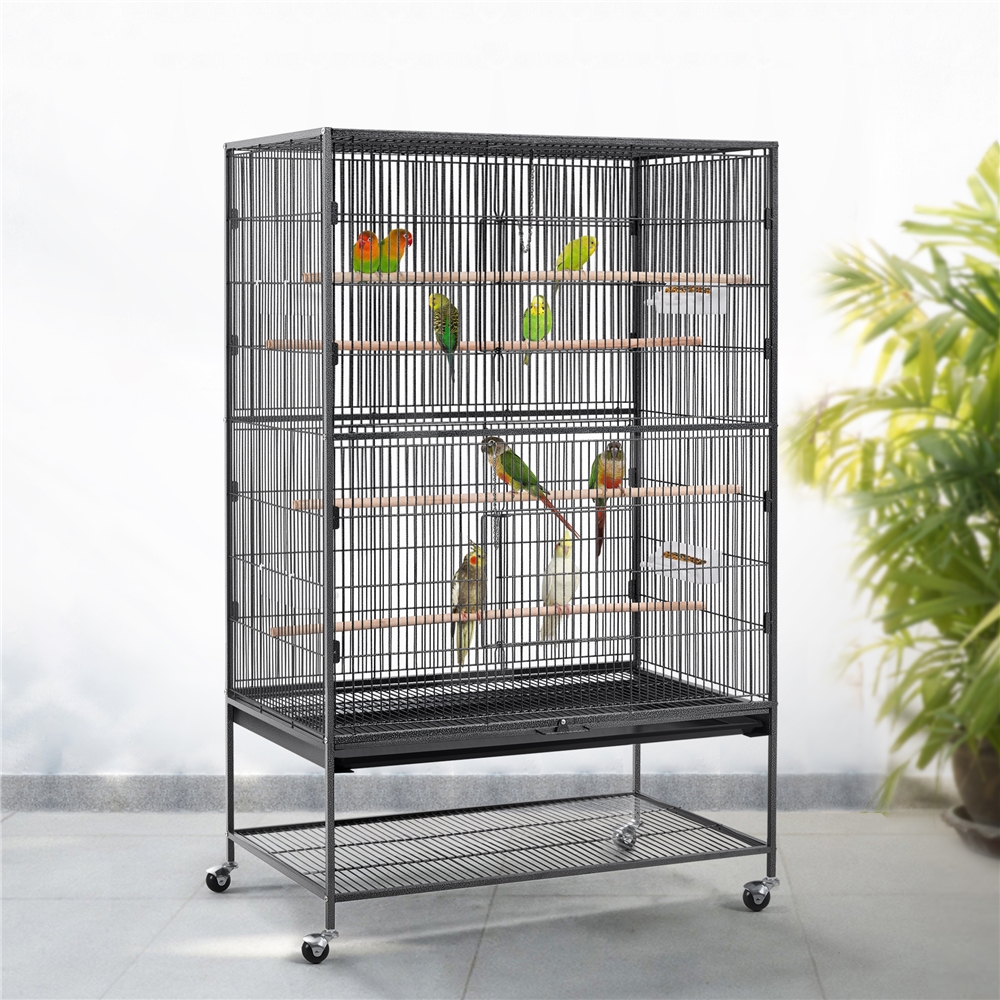 TEMU Halloween 60.5-inch Extra-large Parrot Cage Wrought Cage With Stand, Large Flight Cage For Conures, Parakeets, Cockatiels, African And Small Pets, Multi-bird Cage