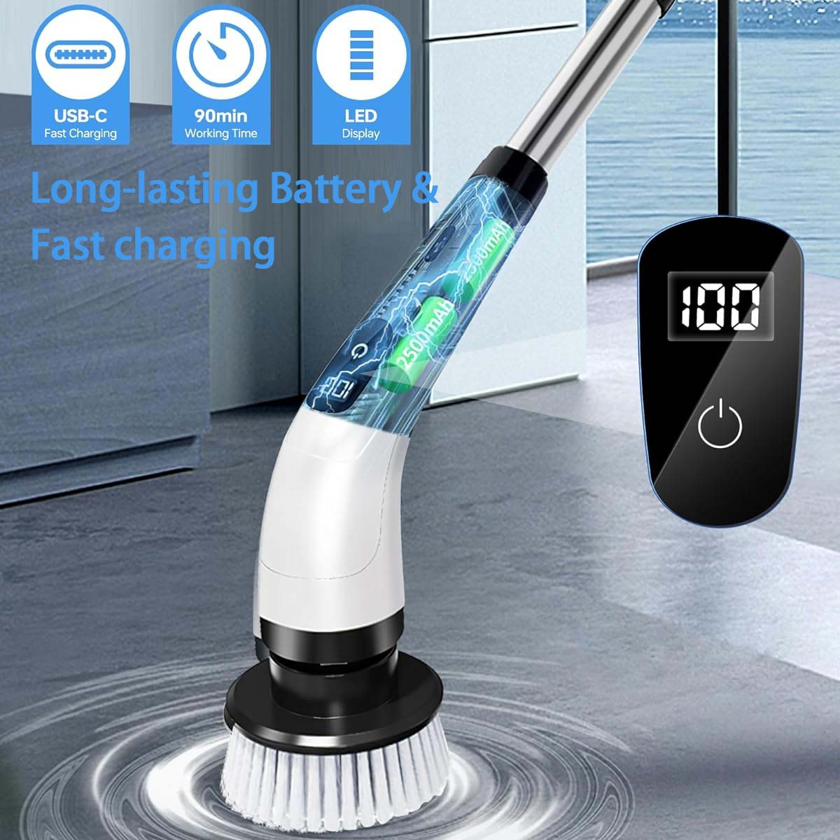 Electric Spin Scrubber Electric Spin Cordless Tub Tile Temu