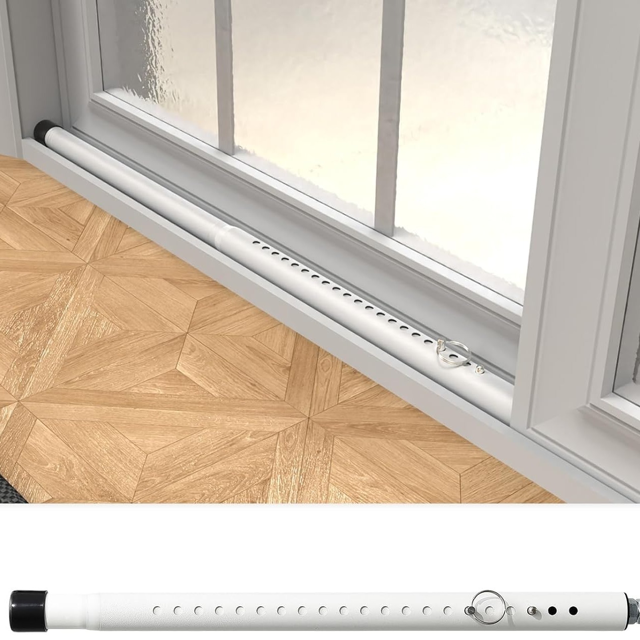 

Sliding Door Security "-51", Adjustable Sliding Door Lock Security Bar, Window Security Bars Inside For Sliding Glass Door Home Apartment Safety, Burglar Proof - White