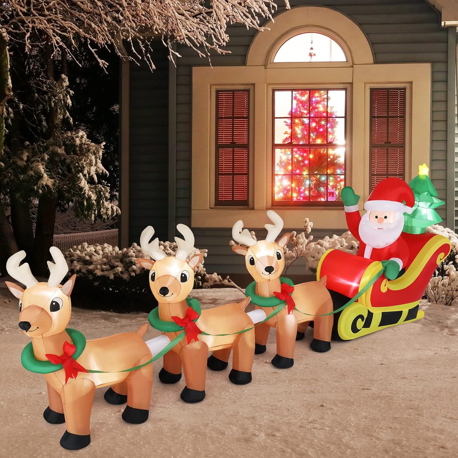 

Lighted Inflatable Christmas Decoration, 10ft Long Christmas & Decorations Stakes, Fan For Decor