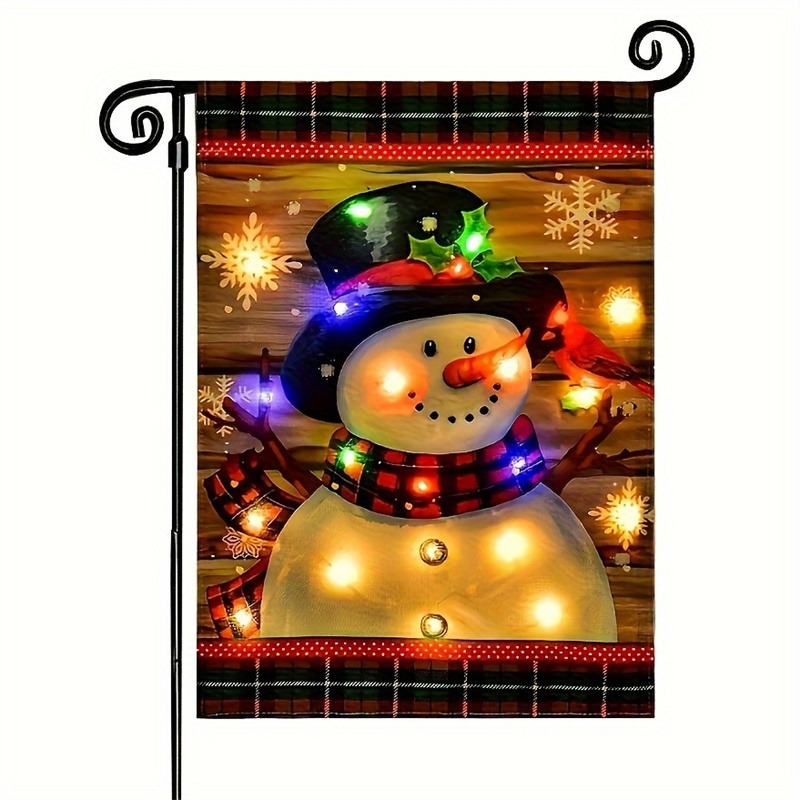 

Snowman Winter Garden Flag - Double Sided, Polyester For Outdoor Patio And Lawn Decor, 12x18 Inches
