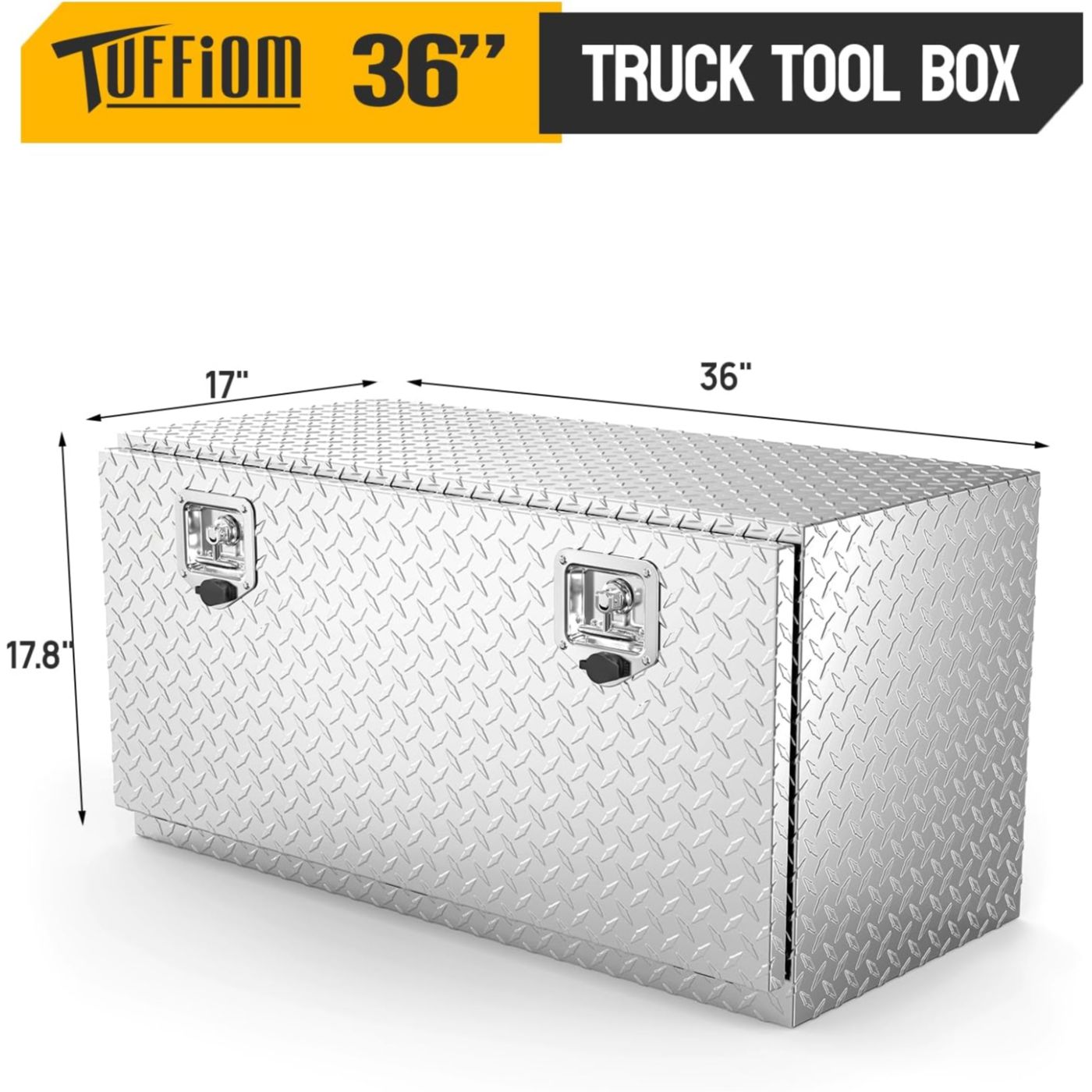 

36" Aluminum Truck Tool Box With T-handle Lock & Keys, Diamond Plate Waterproof Toolboxes Trailer Pickup Truck Bed Atv Rv Storage Organizer, Black