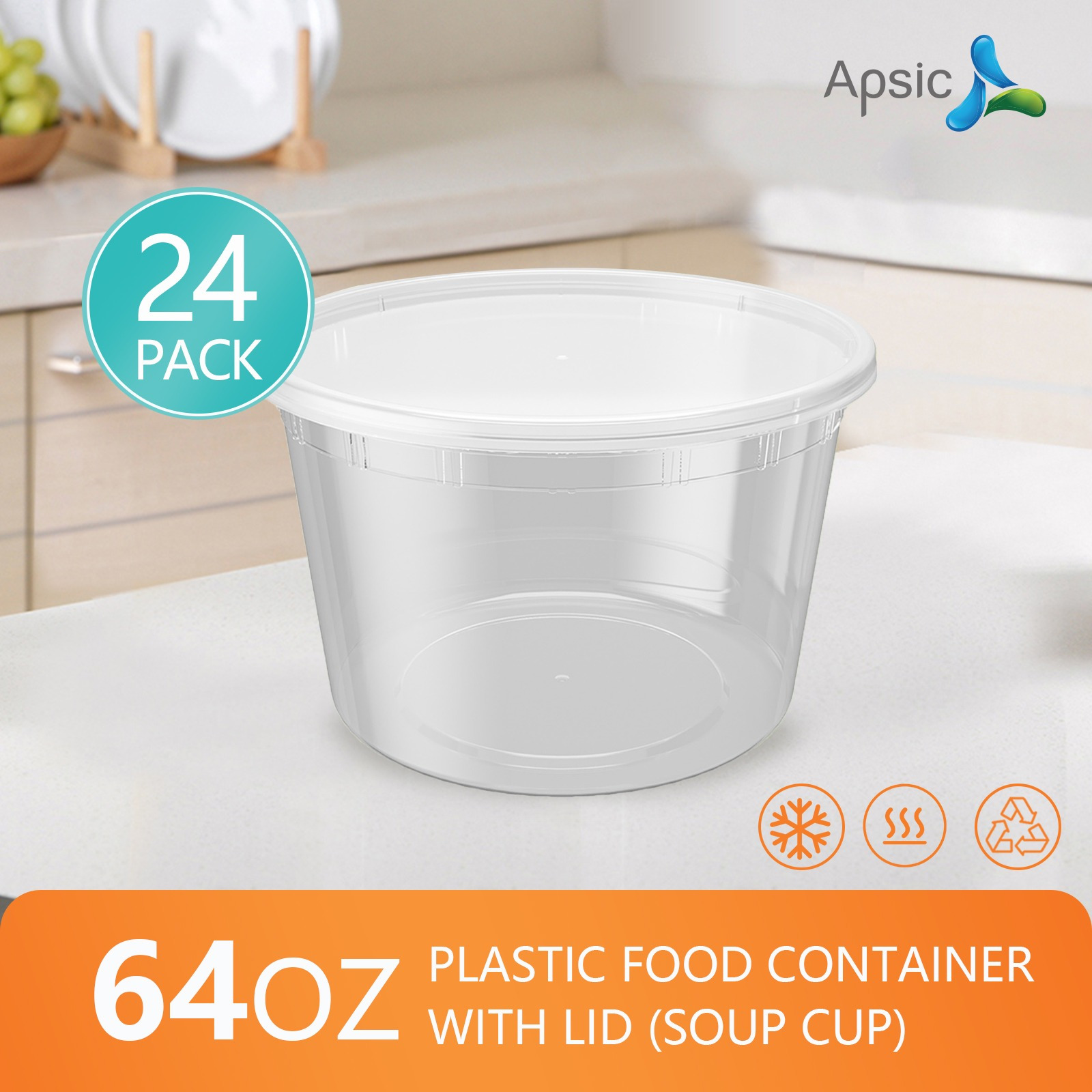 

24 Set 64oz Apsic , -duty Storage , Disposable Plastic Container | | | | /dishwasher/ Safe