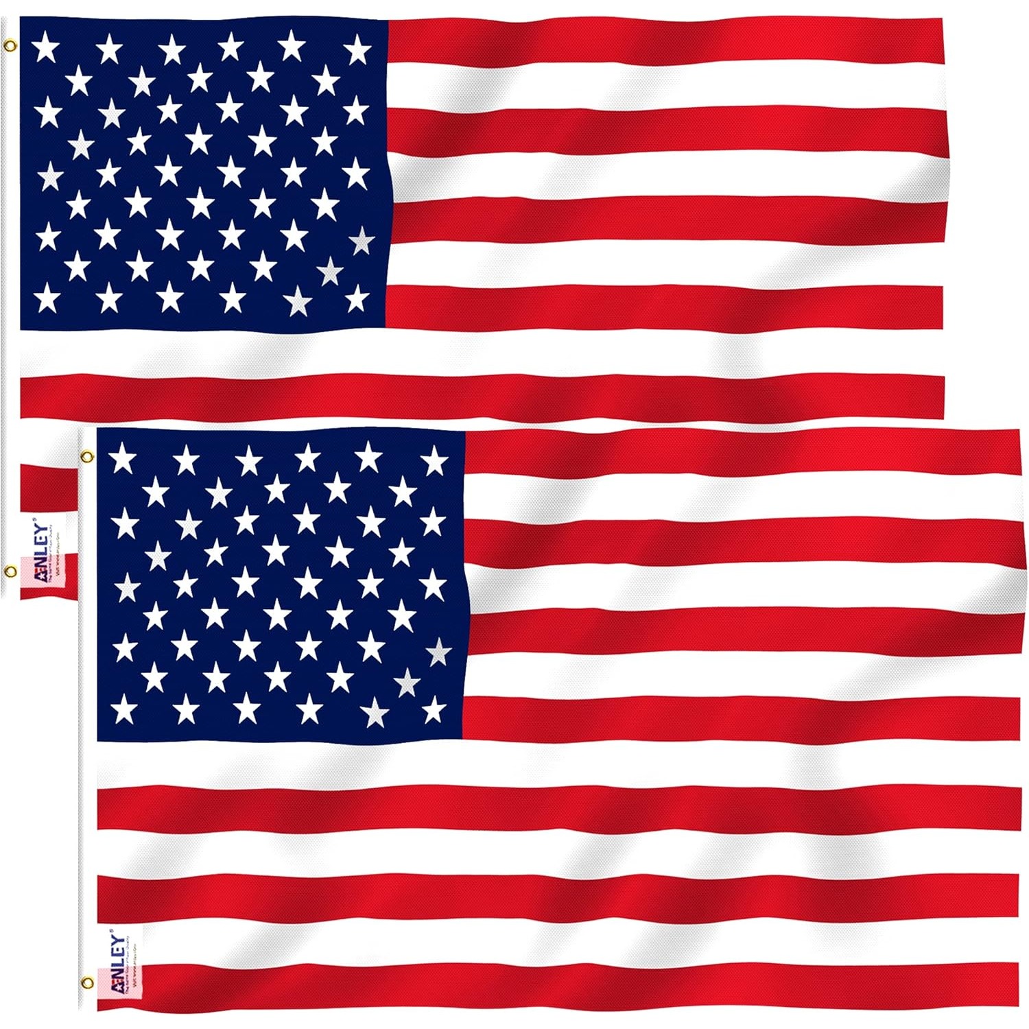 

Anley Pack Of 2 American Us Flag 4x6 Foot Polyester - Fade Proof - Canvas And Brass Grommets- Usa Banner Flags 4 X 6 Ft